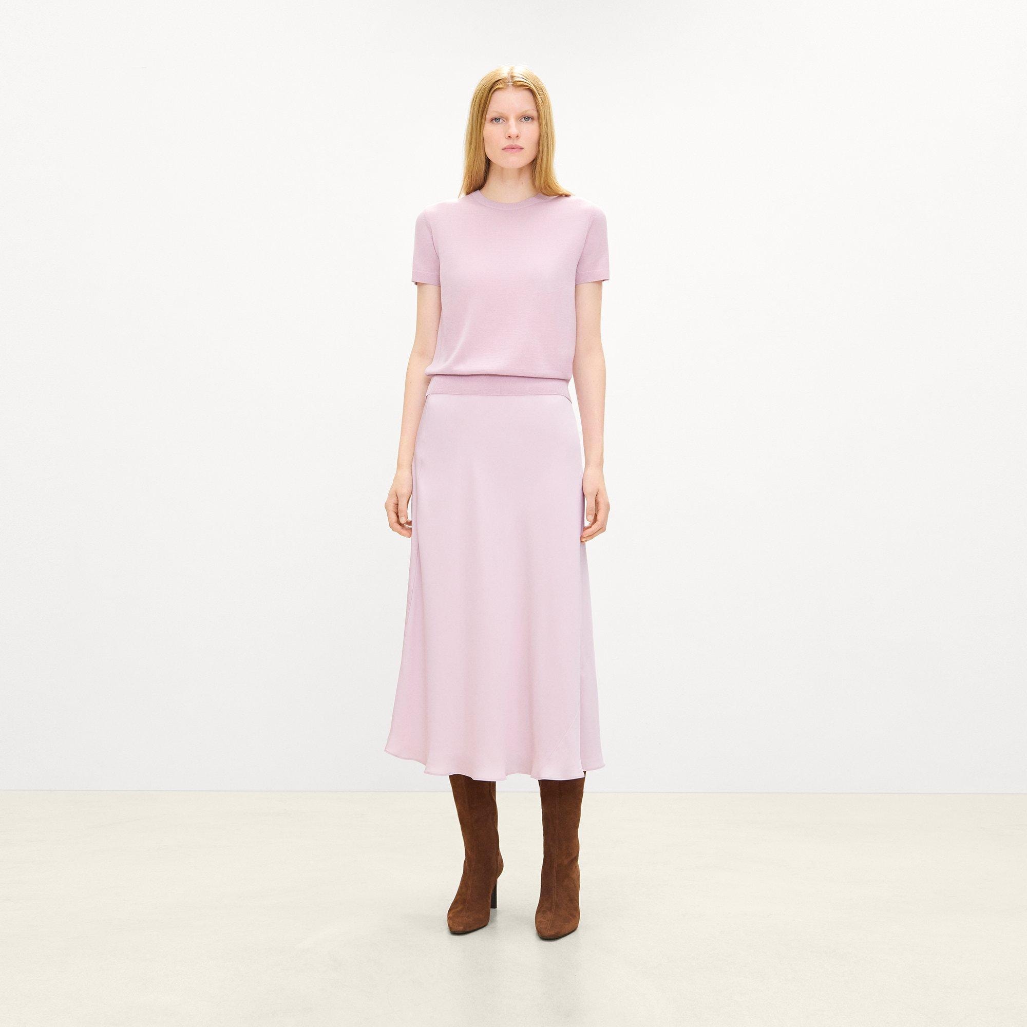 Fluid Pull-On Skirt in Silk Georgette