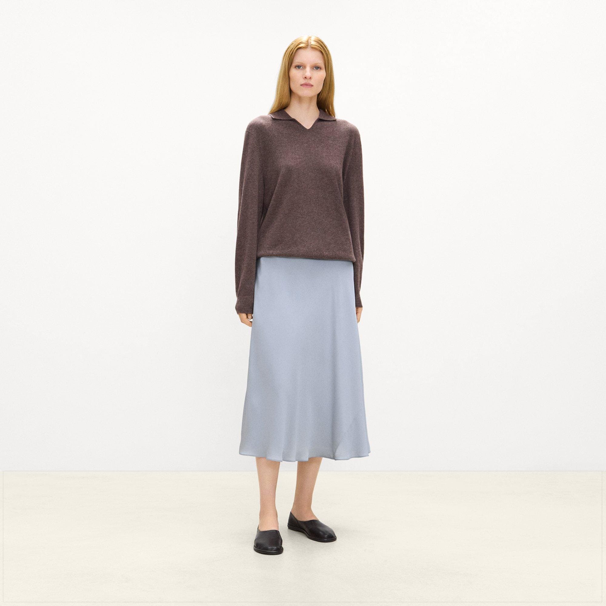 Fluid Pull-On Skirt in Silk Georgette