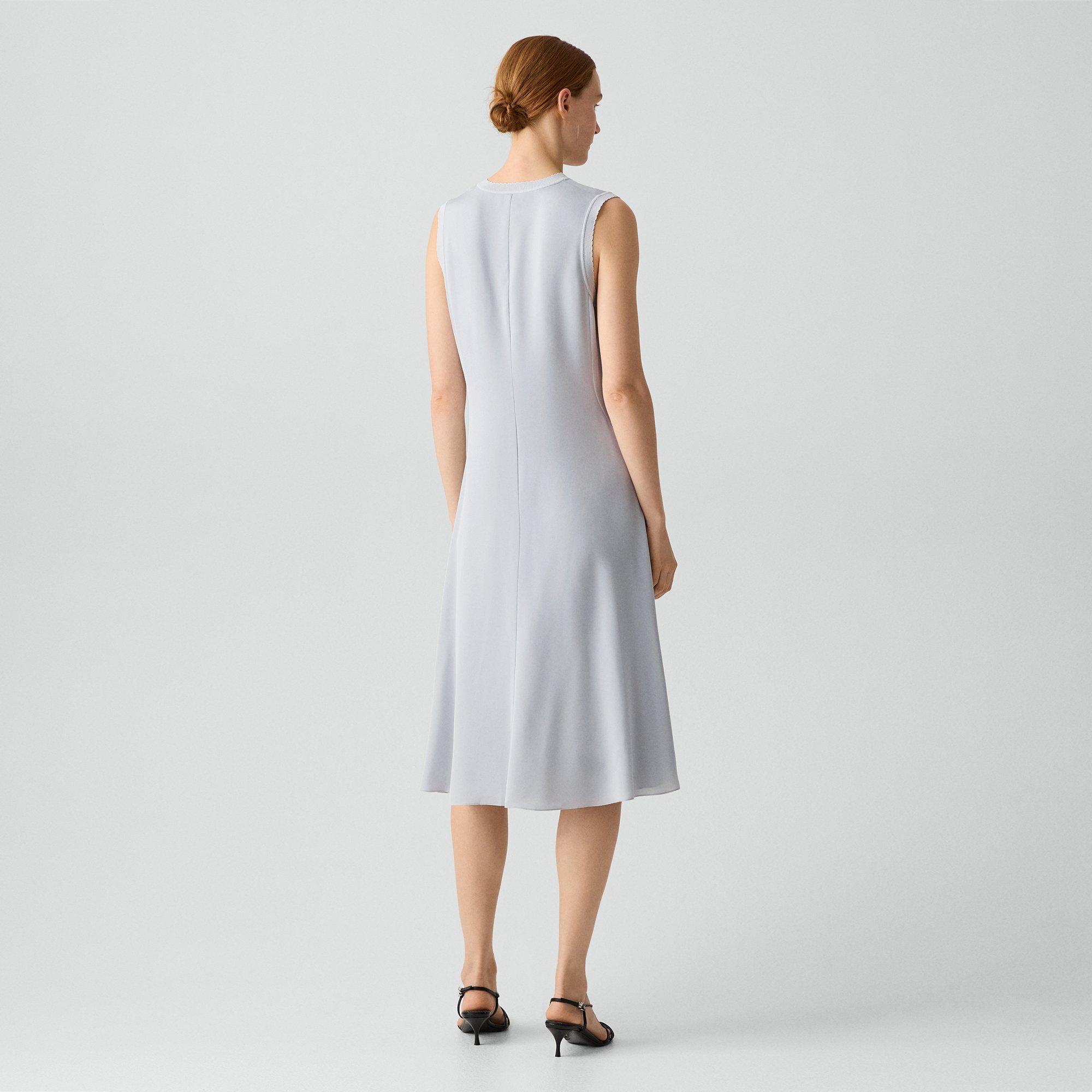 Fluid V-Neck Dress in Silk Georgette