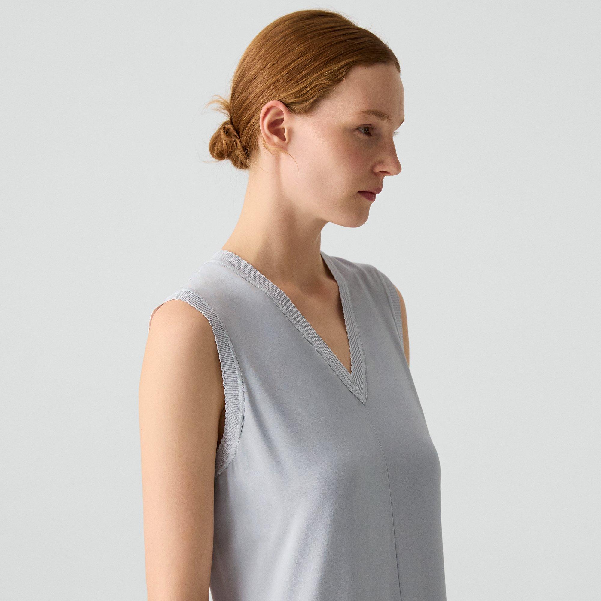 Fluid V-Neck Dress in Silk Georgette