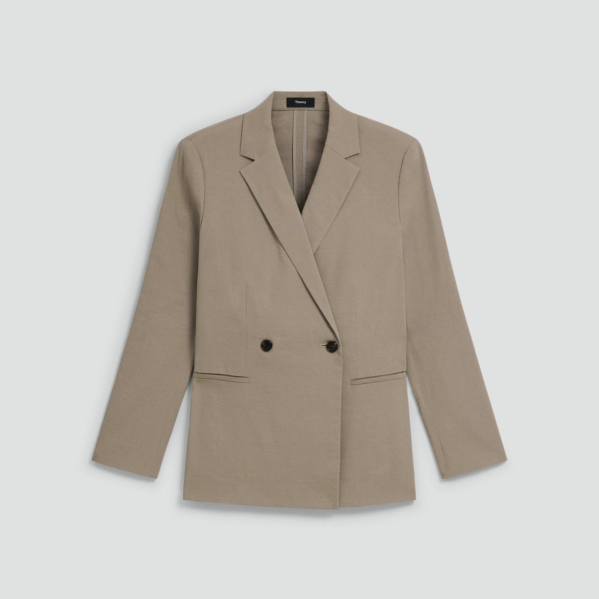 Vented Double-Breasted Blazer in Good Linen from Theory - $495