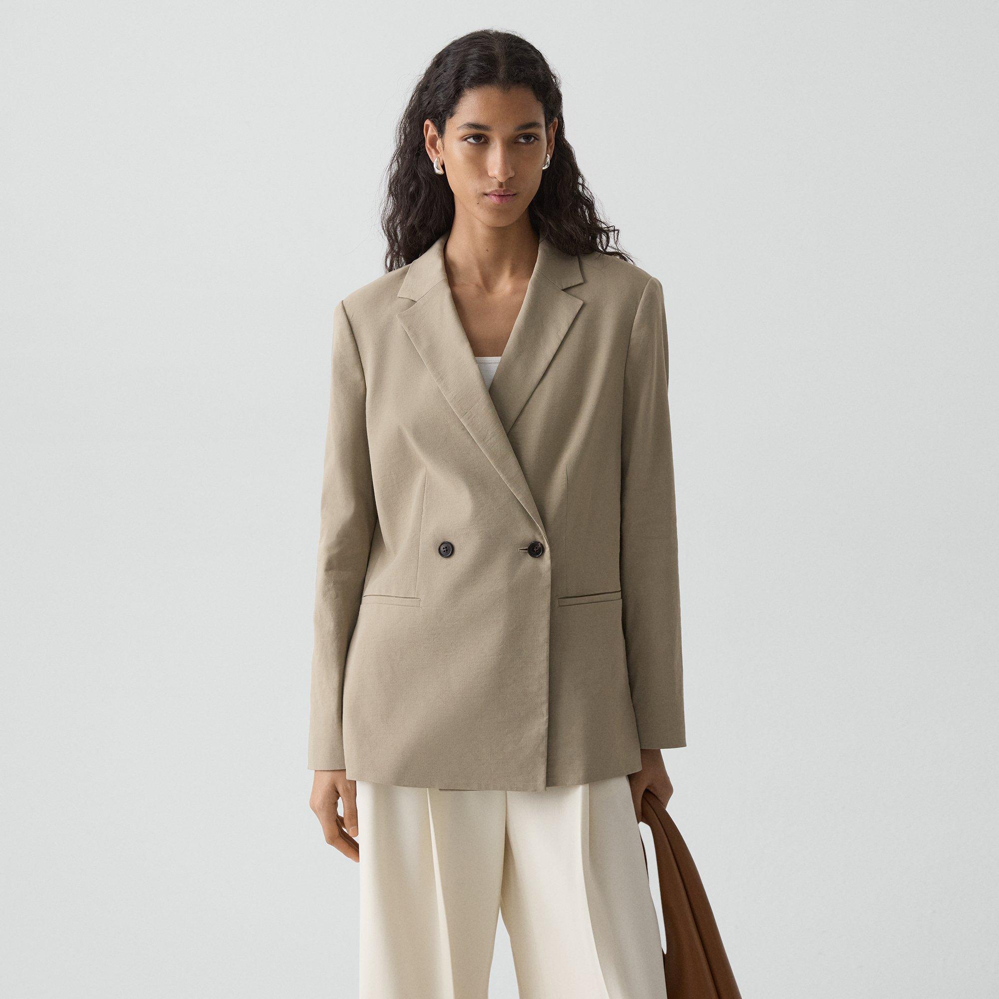 Vented Double-Breasted Blazer in Good Linen