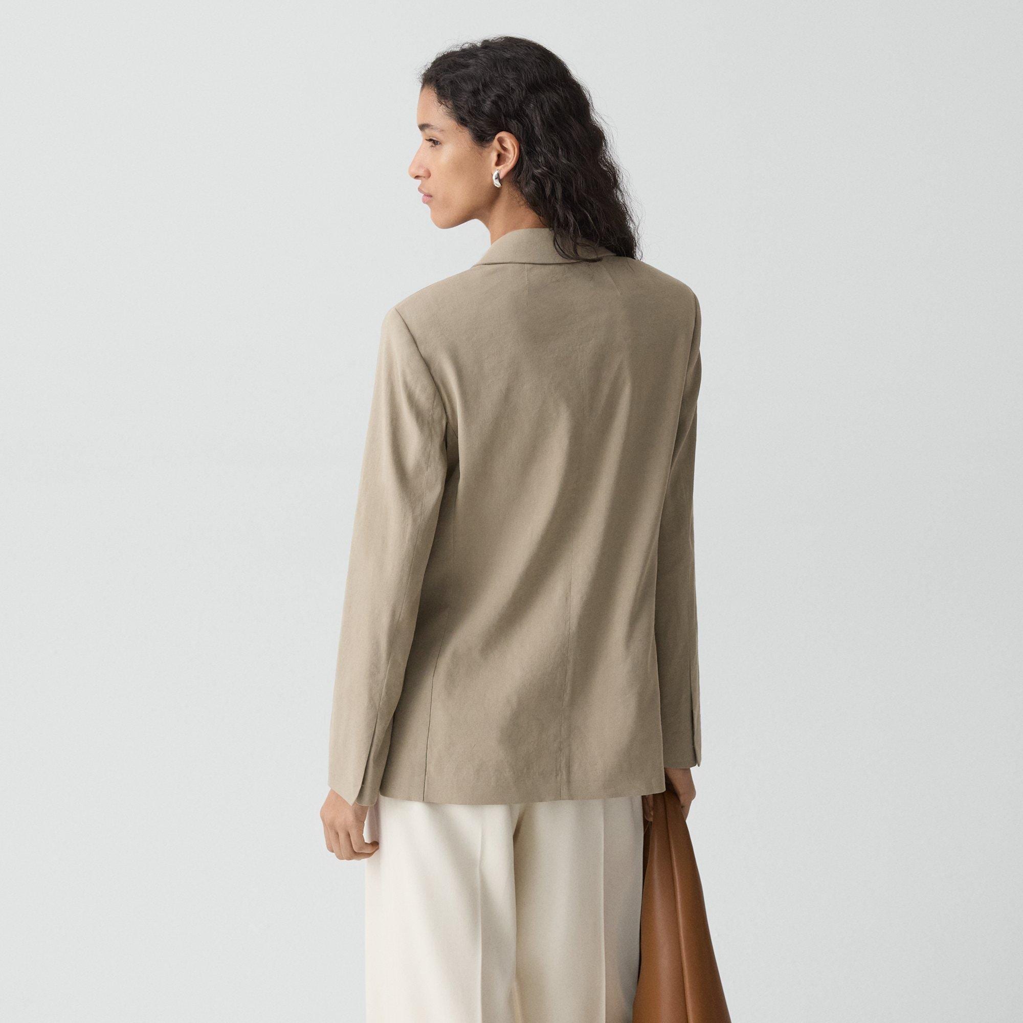 Vented Double-Breasted Blazer in Good Linen