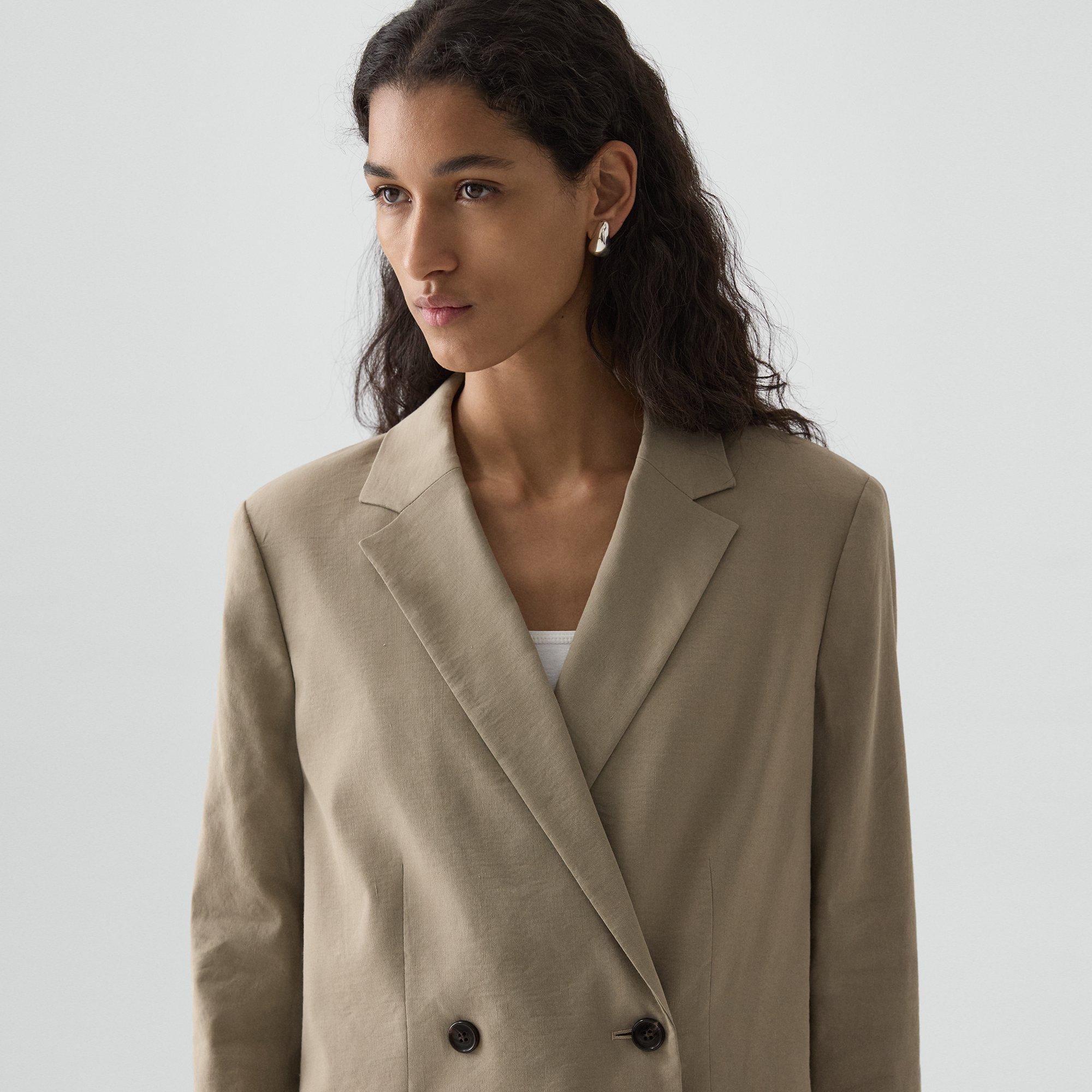 Vented Double-Breasted Blazer in Good Linen