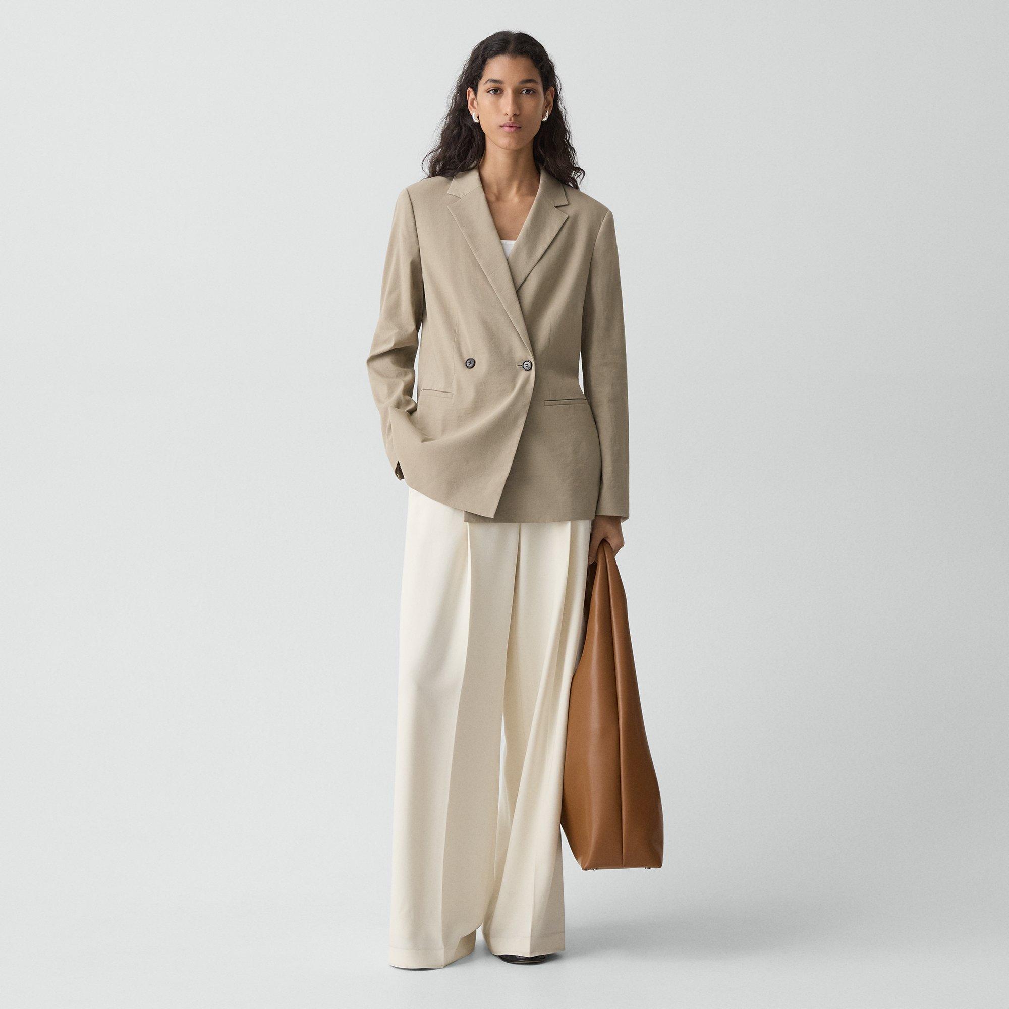 Vented Double-Breasted Blazer in Good Linen