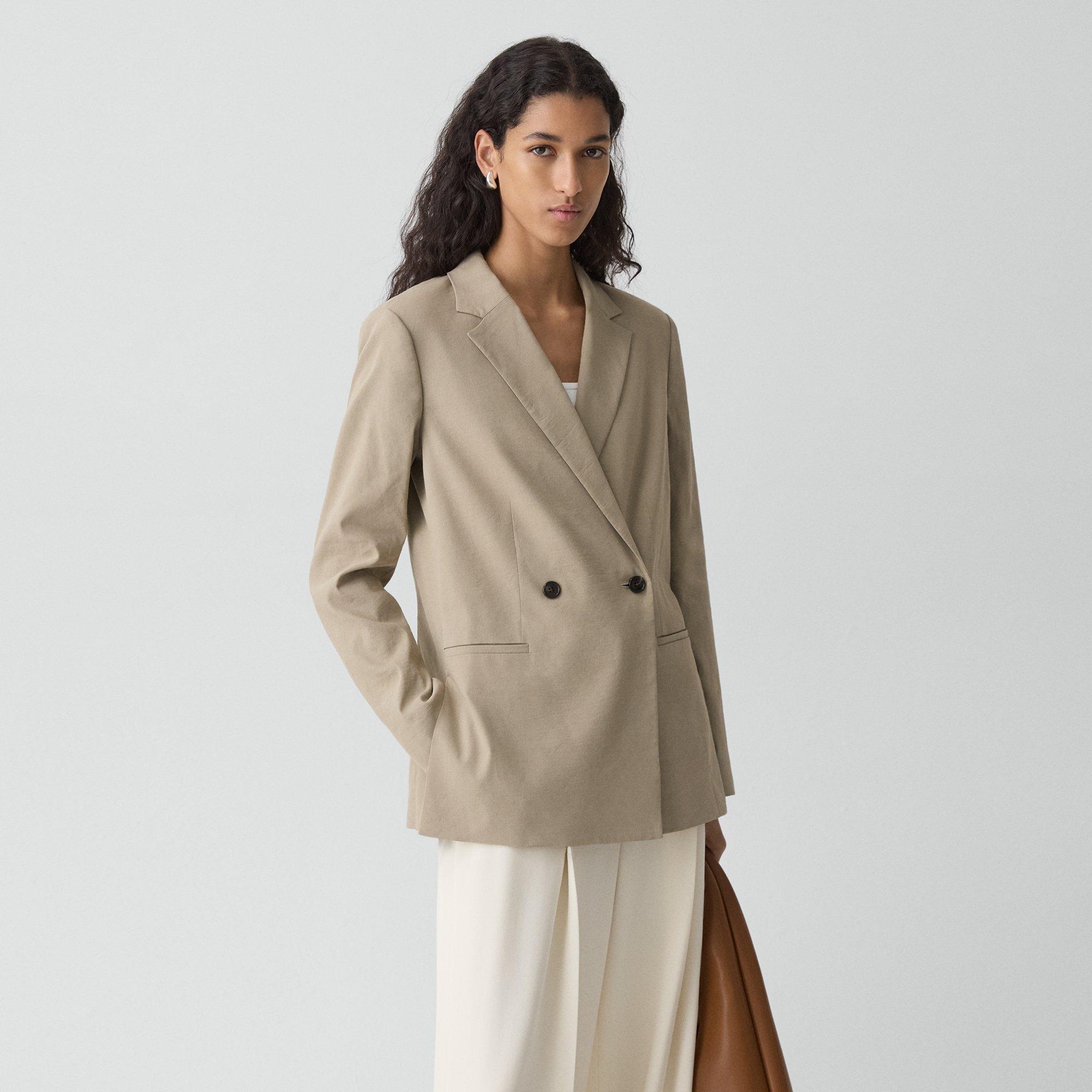 Vented Double-Breasted Blazer in Good Linen
