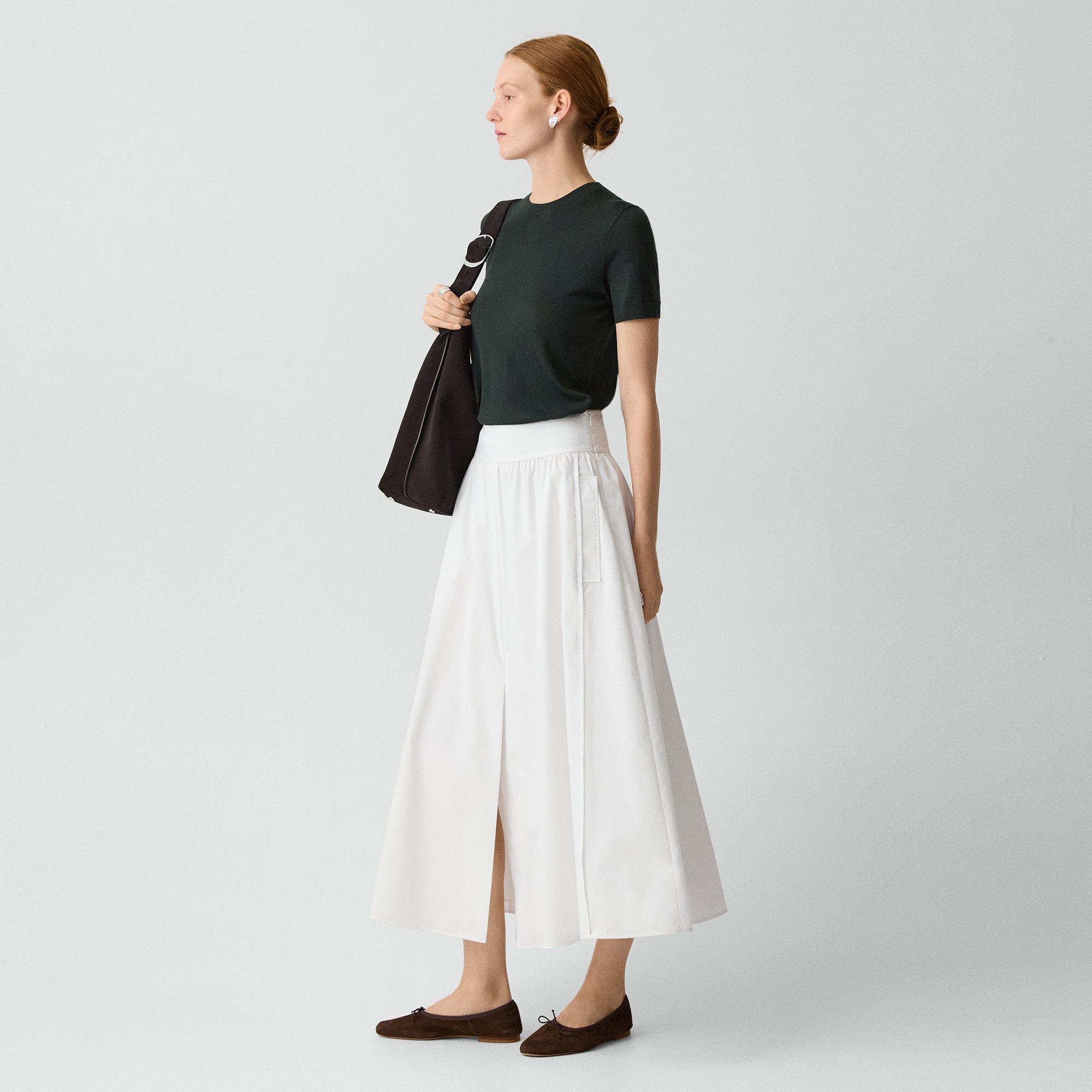 Vented Skirt in Relaxed Poplin