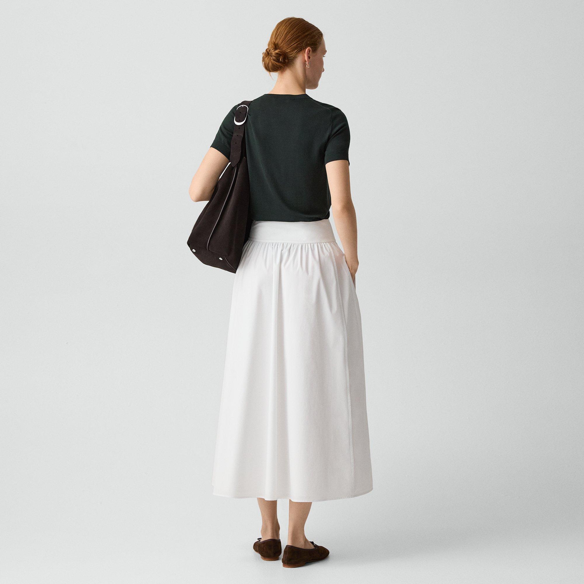 Vented Skirt in Relaxed Poplin