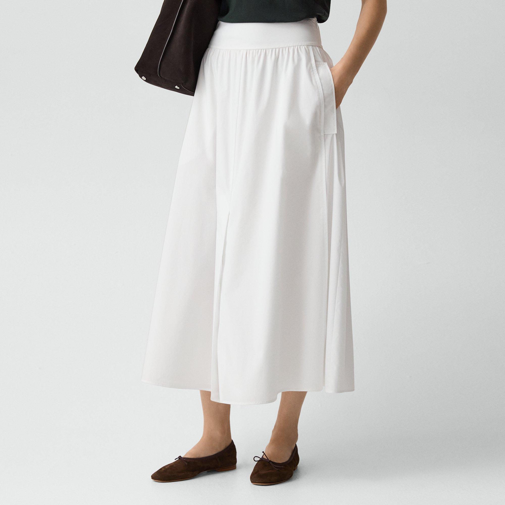 Vented Skirt in Relaxed Poplin