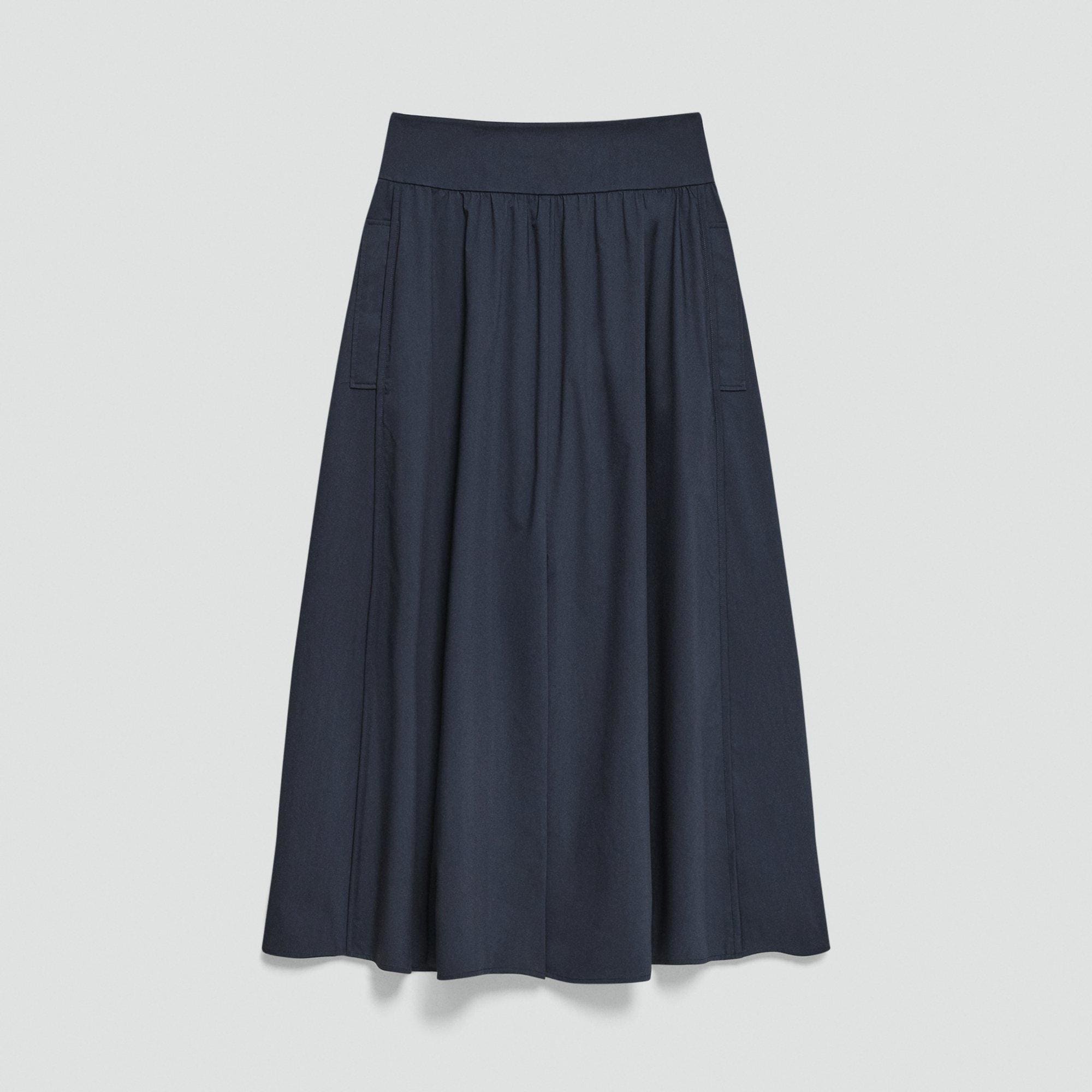 Vented Skirt in Relaxed Poplin