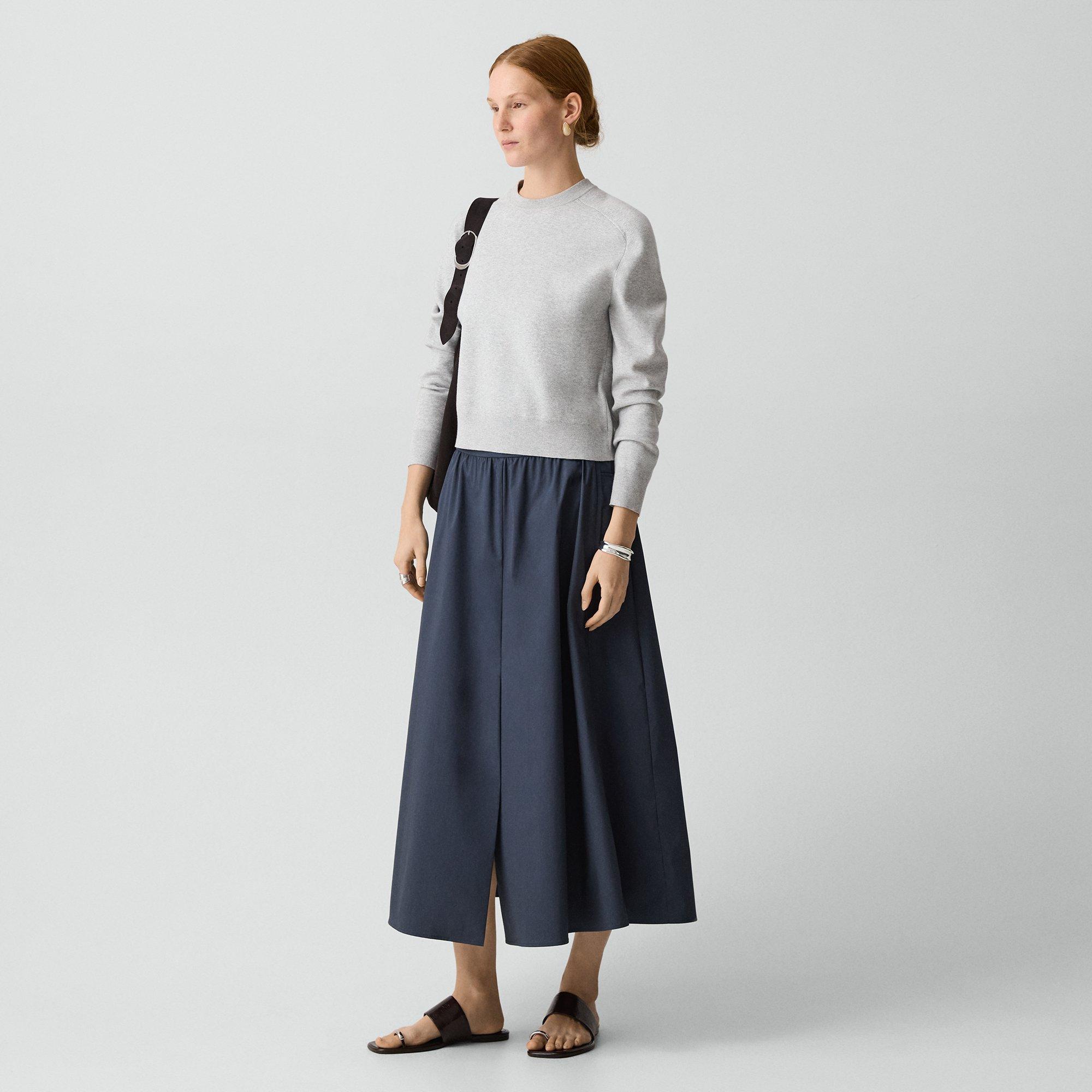 Vented Skirt in Relaxed Poplin