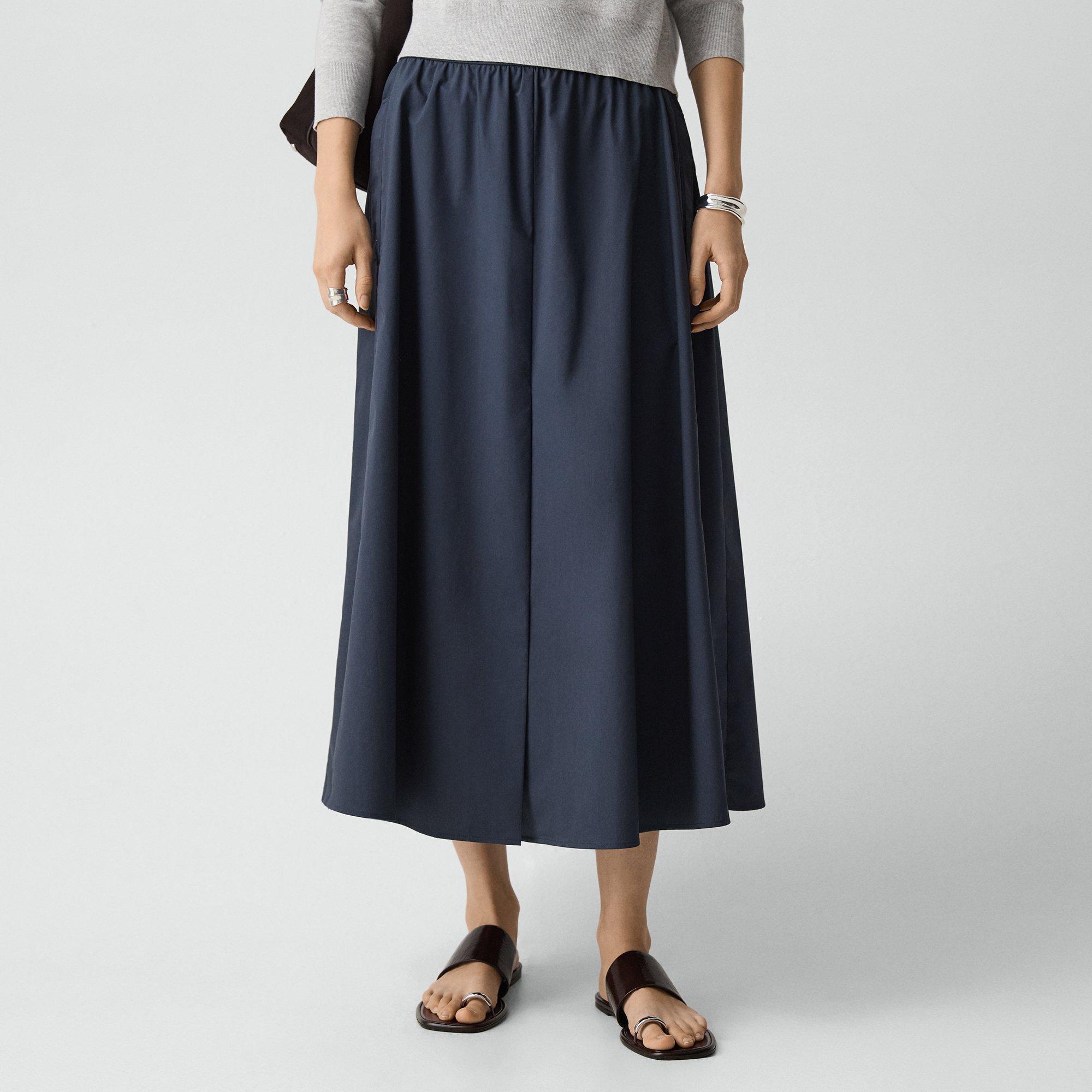 Vented Skirt in Relaxed Poplin