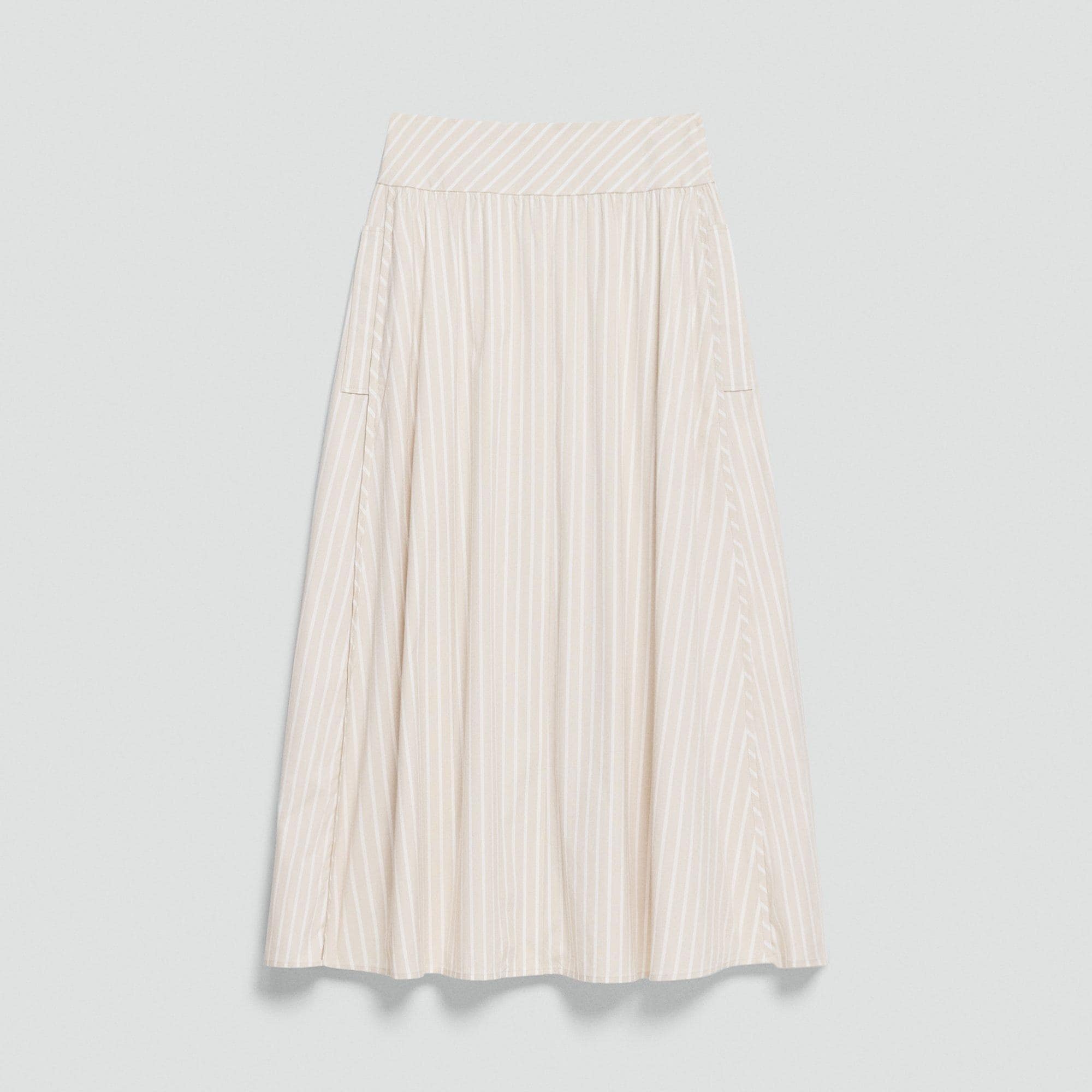 Vented Skirt in Striped Cotton-Blend
