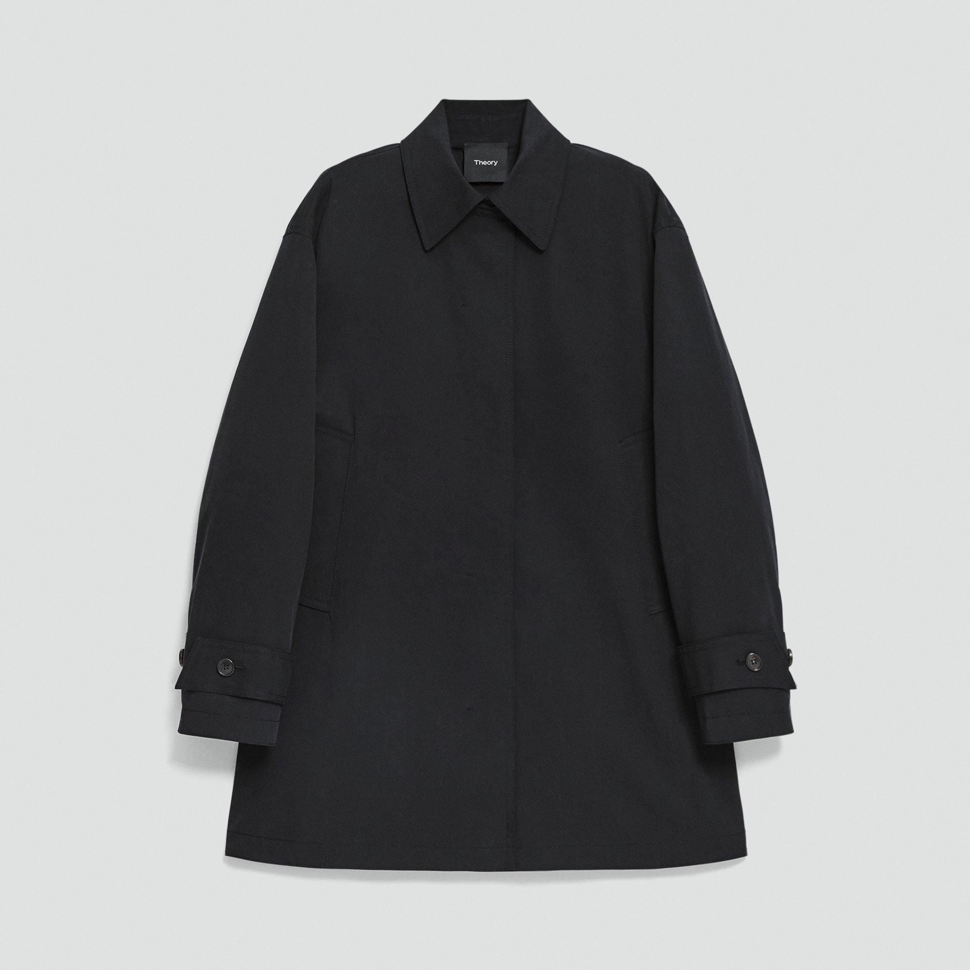 A-Line Trench Coat in Sleek Cotton