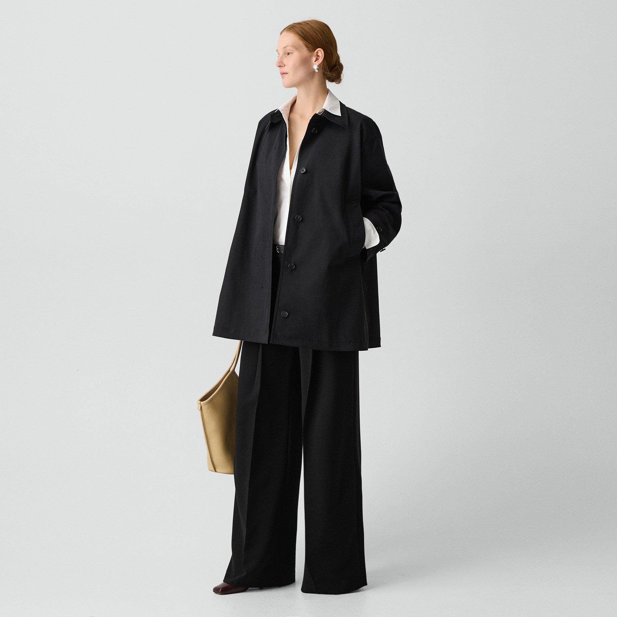 A-Line Trench Coat in Sleek Cotton