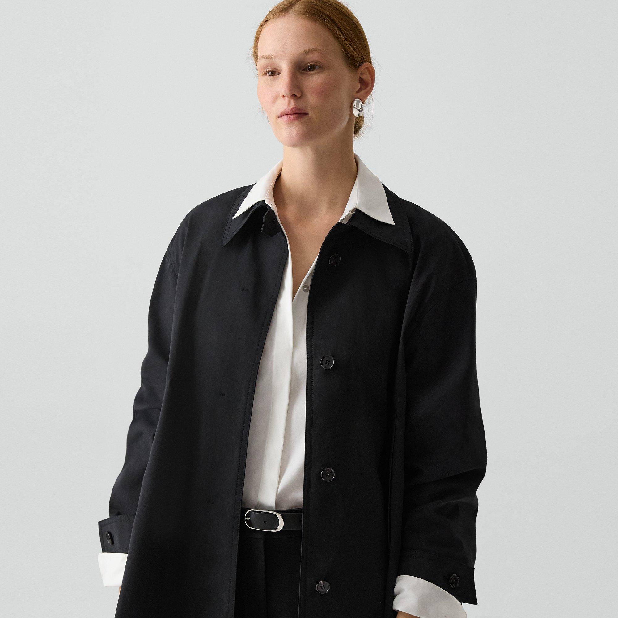 A-Line Trench Coat in Sleek Cotton