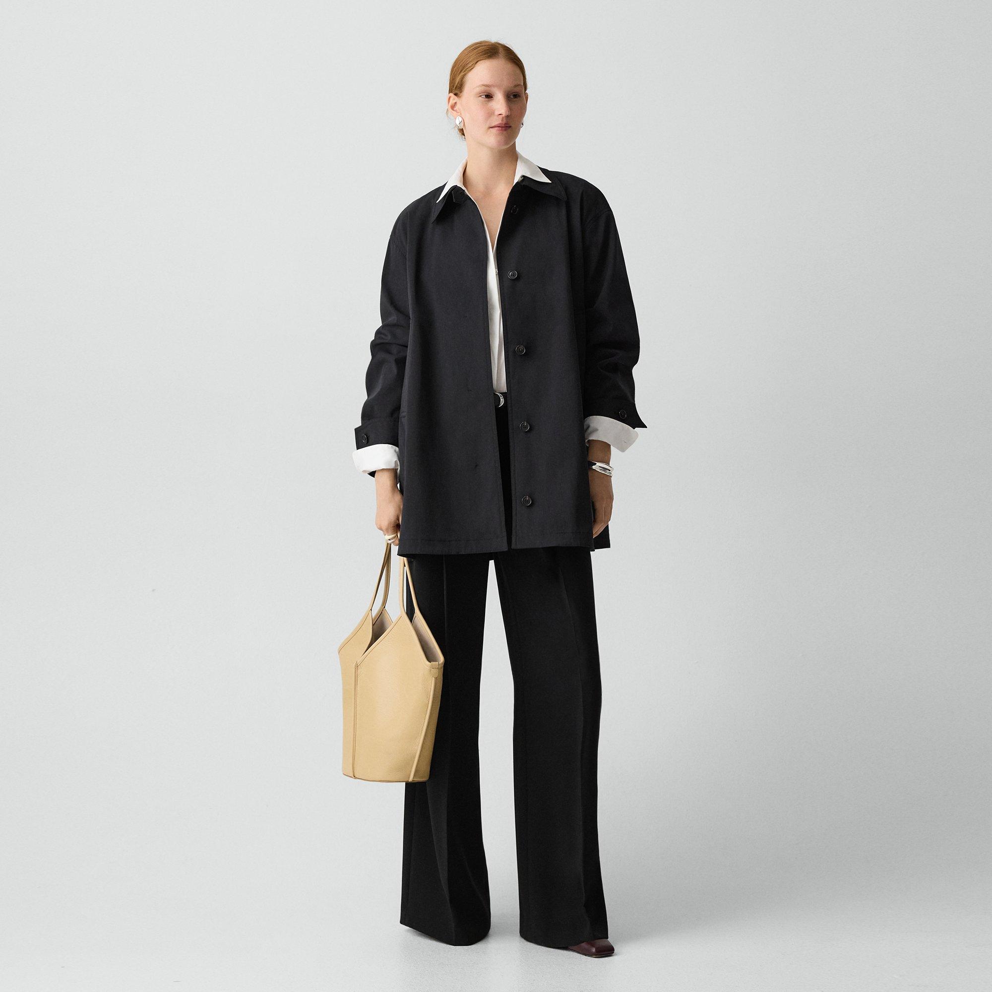 A-Line Trench Coat in Sleek Cotton