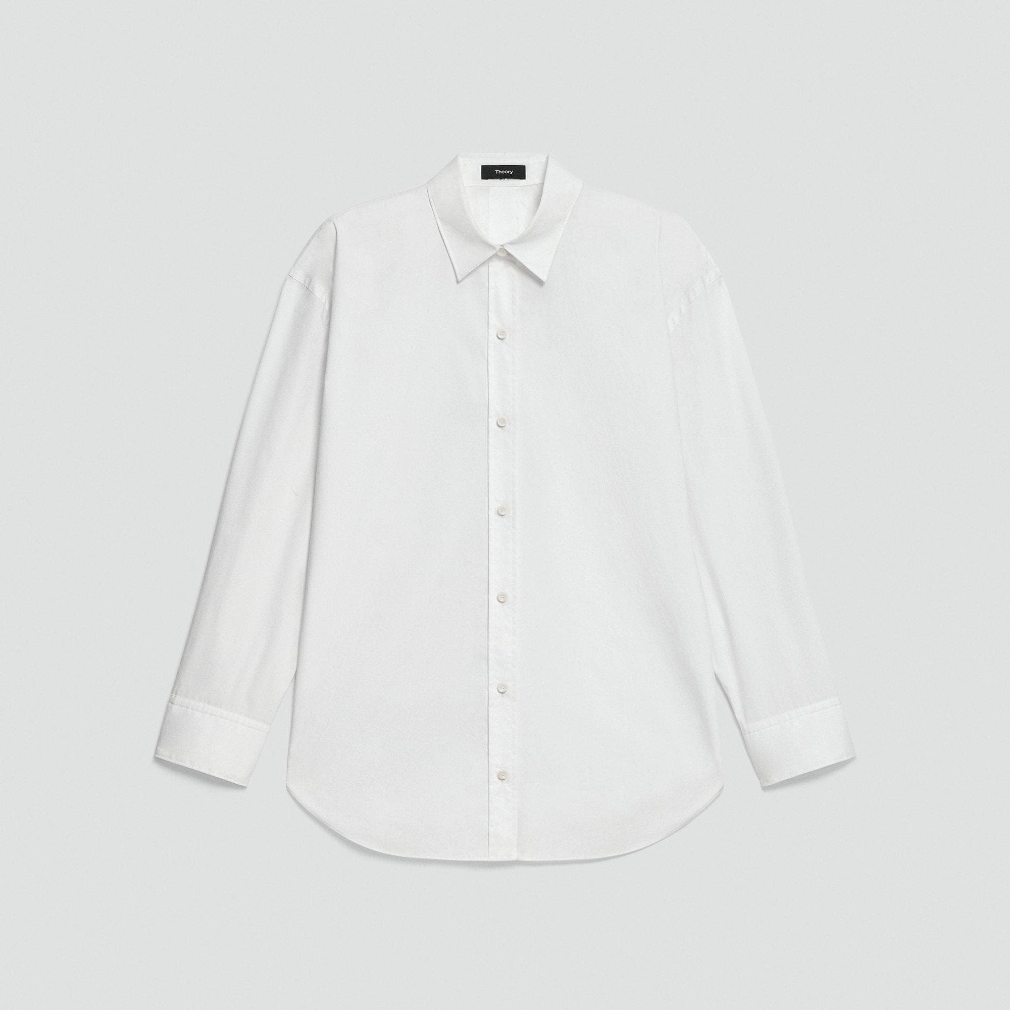 Button-Back Shirt in Relaxed Poplin