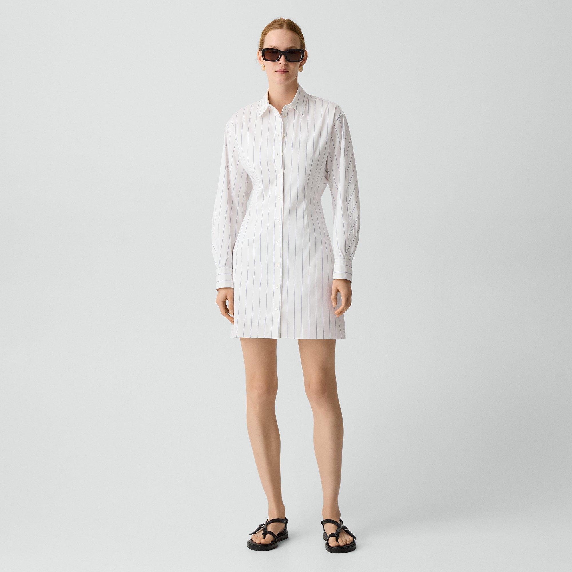 Shirt Dress in Striped Poplin