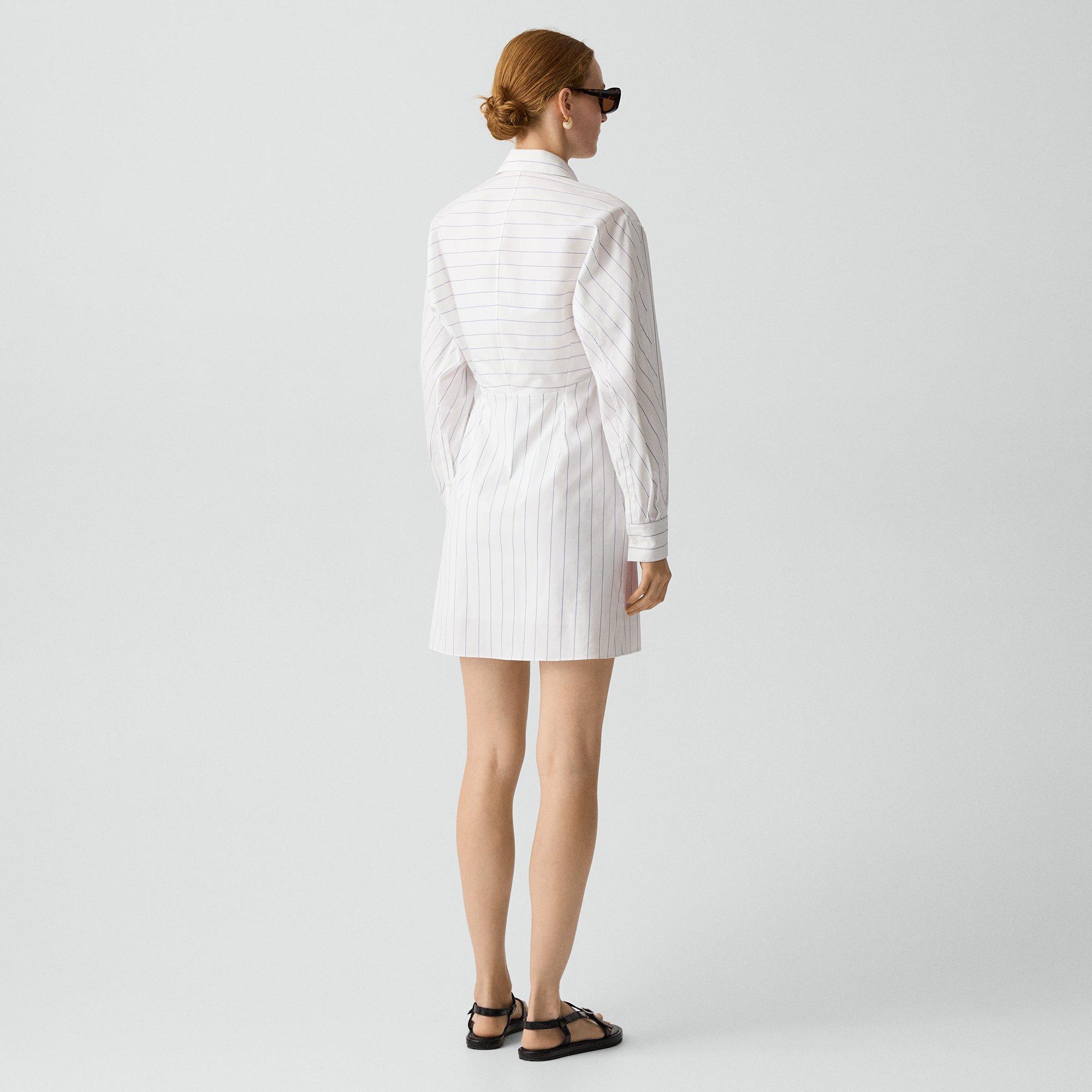 Shirt Dress in Striped Poplin