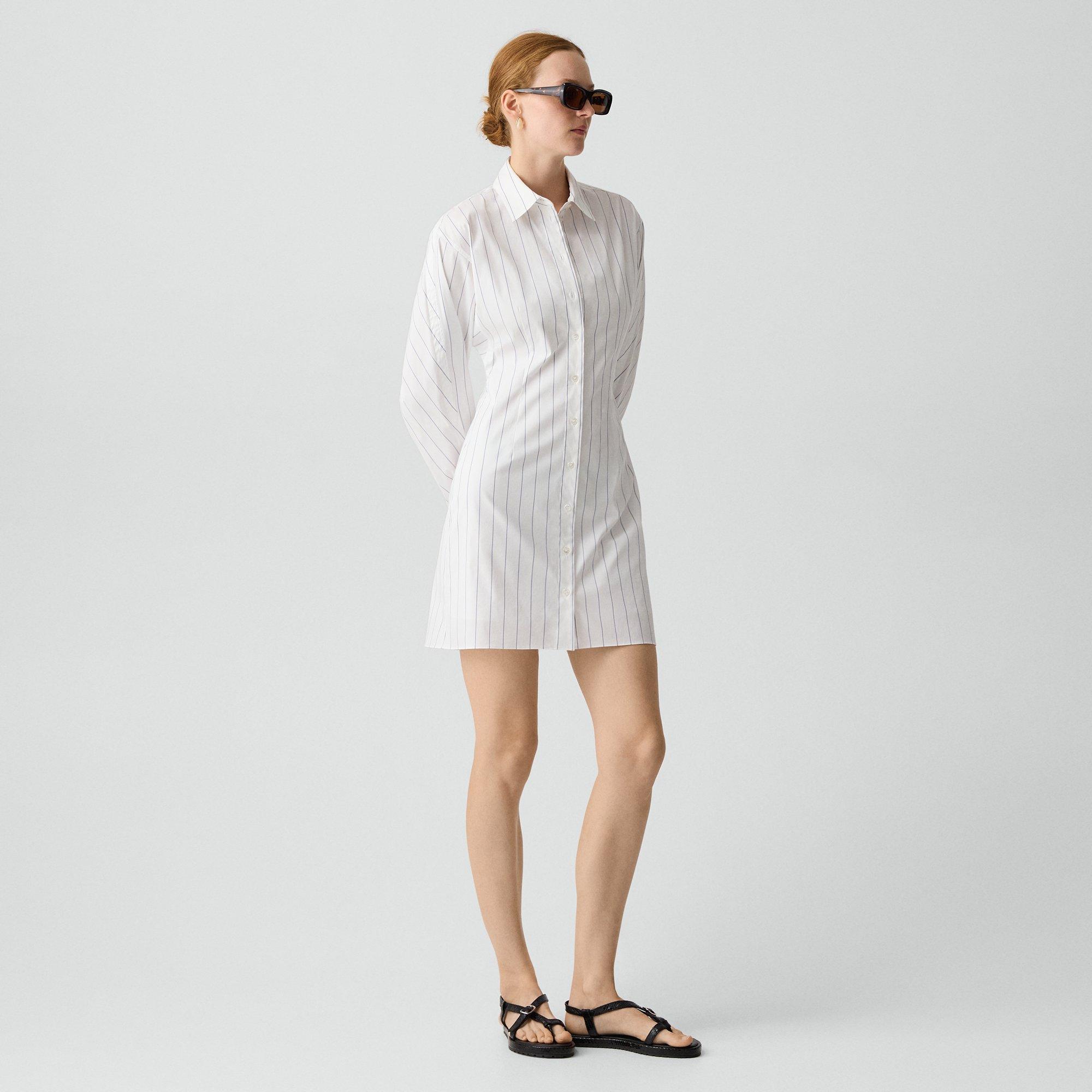 Shirt Dress in Striped Poplin