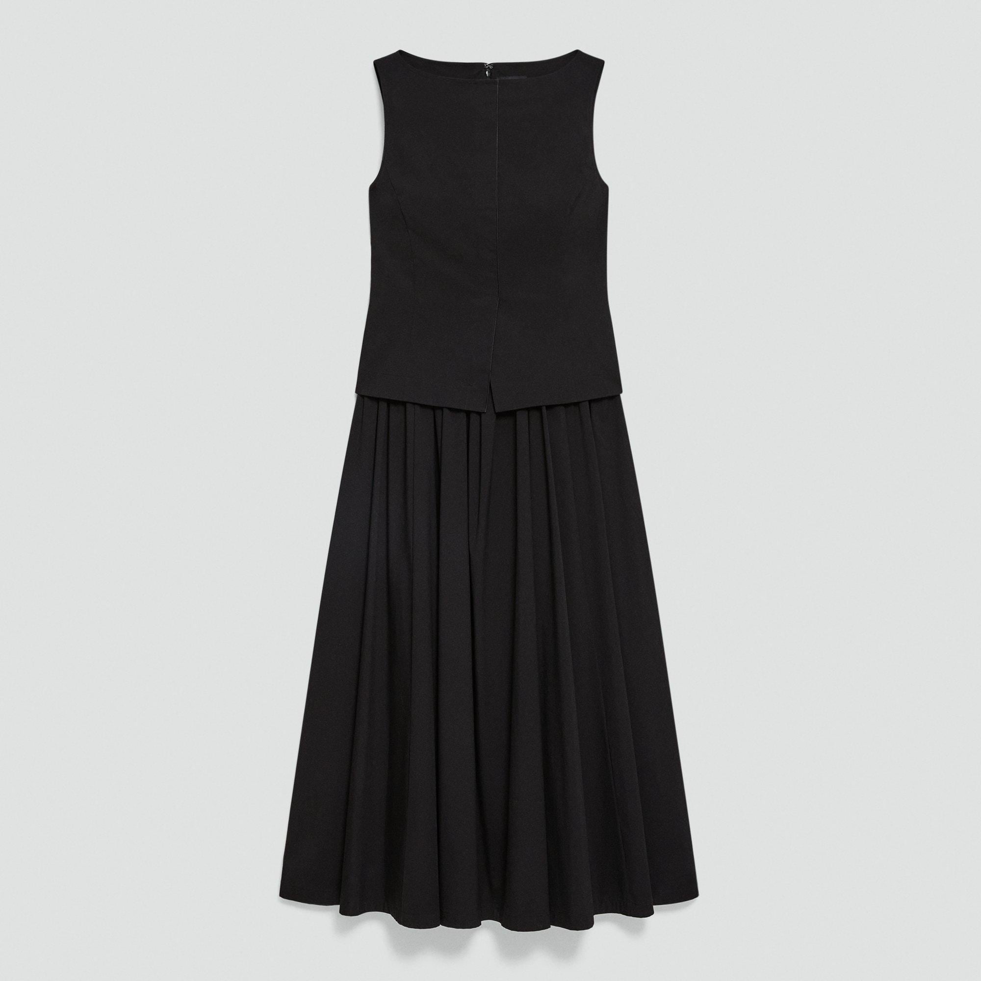 Boatneck Midi Dress in Relaxed Poplin