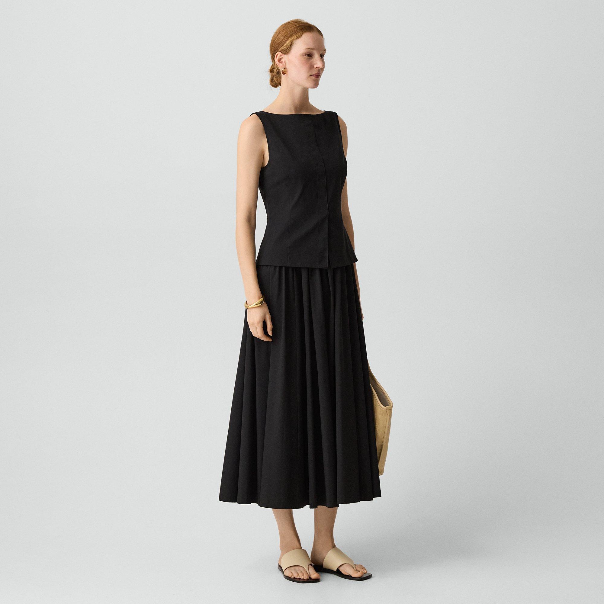 Boatneck Midi Dress in Relaxed Poplin