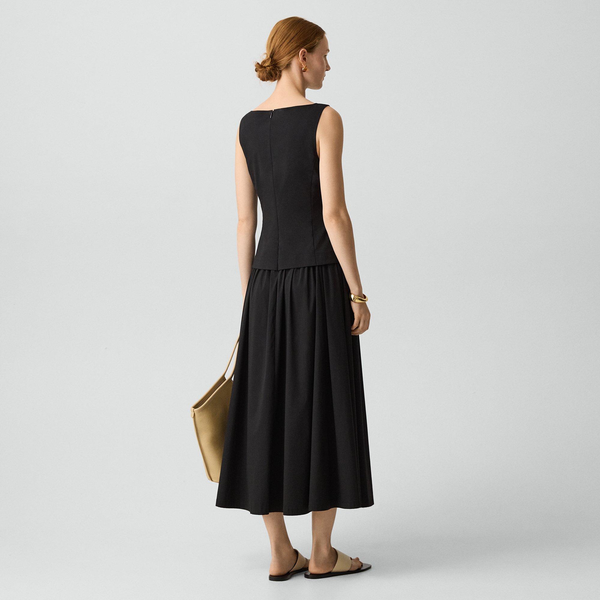 Boatneck Midi Dress in Relaxed Poplin