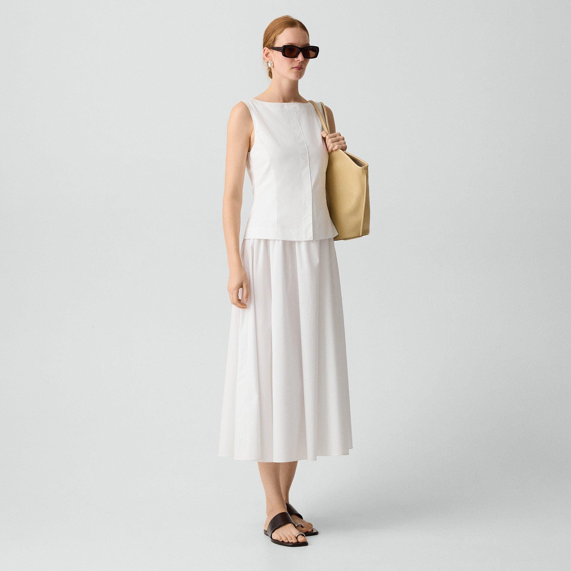 Boatneck Midi Dress in Relaxed Poplin