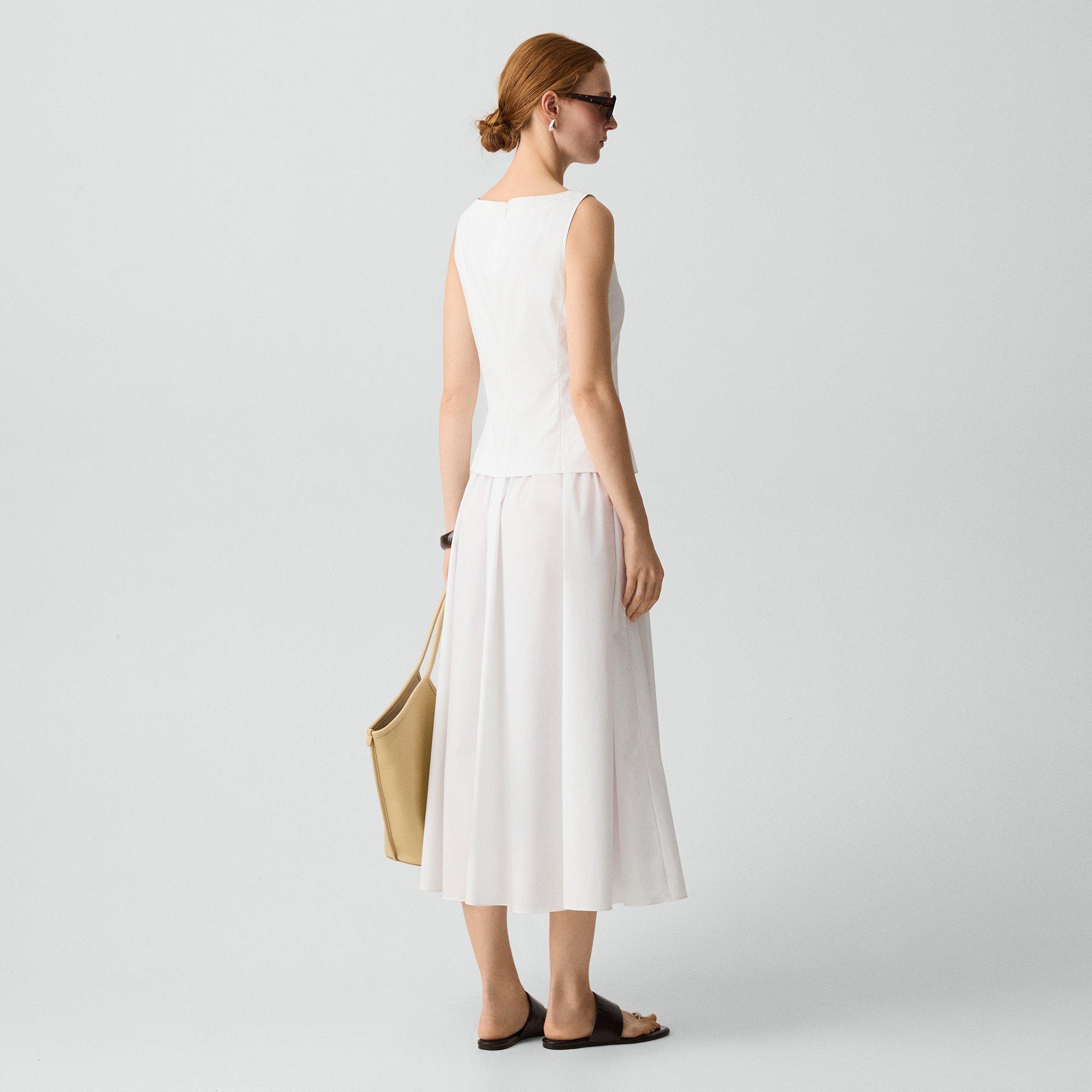 Boatneck Midi Dress in Relaxed Poplin