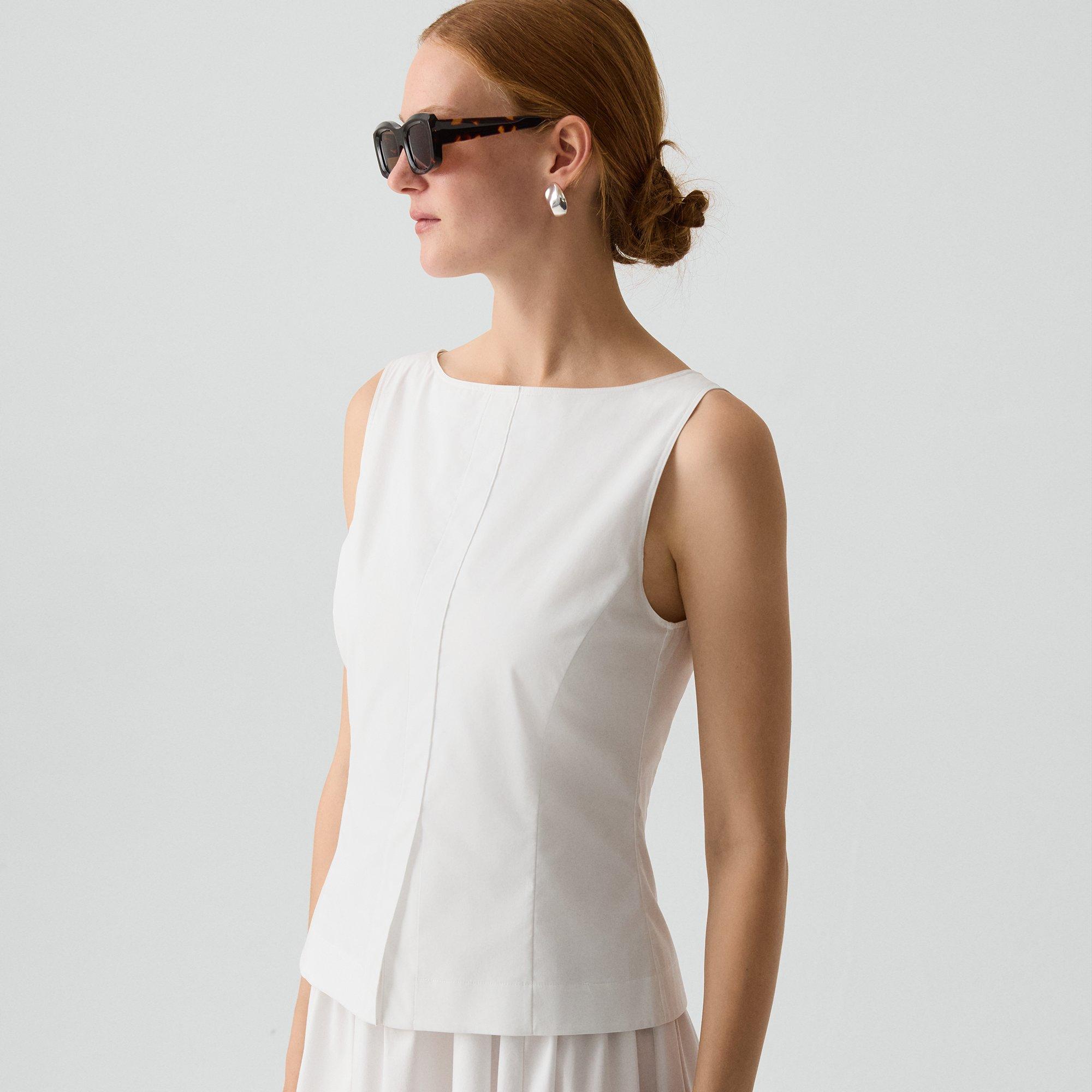 Boatneck Midi Dress in Relaxed Poplin