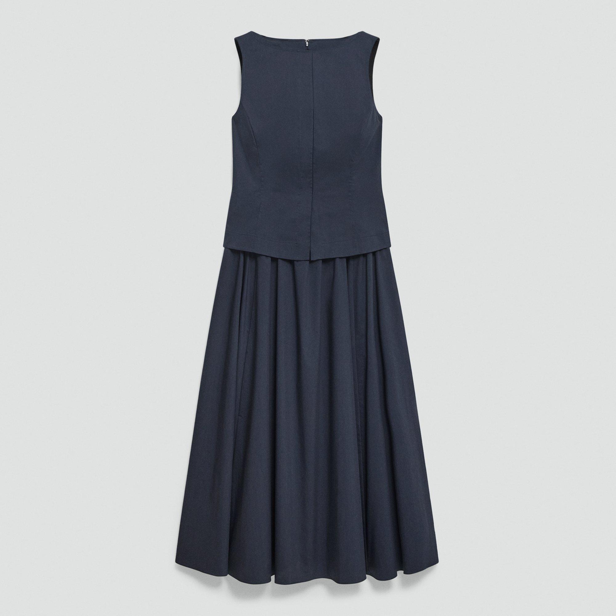 Fit-and-Flare Dress in Relaxed Poplin