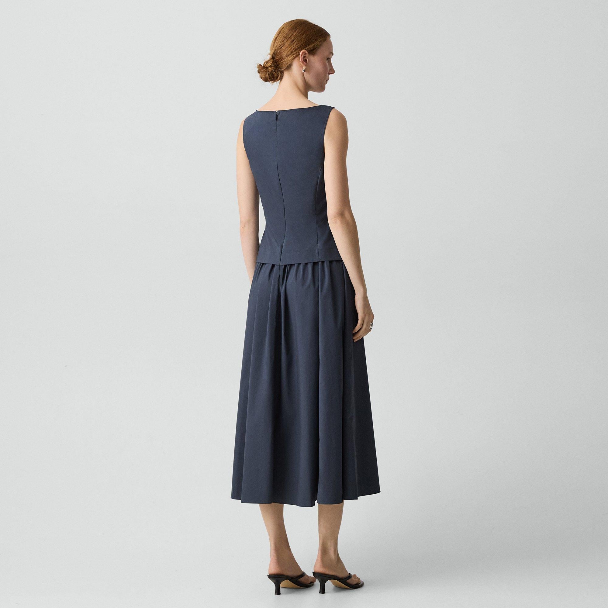 Boatneck Midi Dress in Relaxed Poplin
