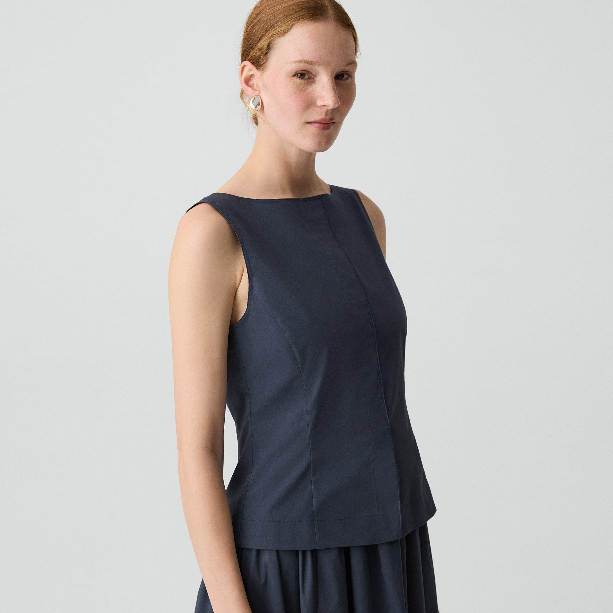 Boatneck Midi Dress in Relaxed Poplin