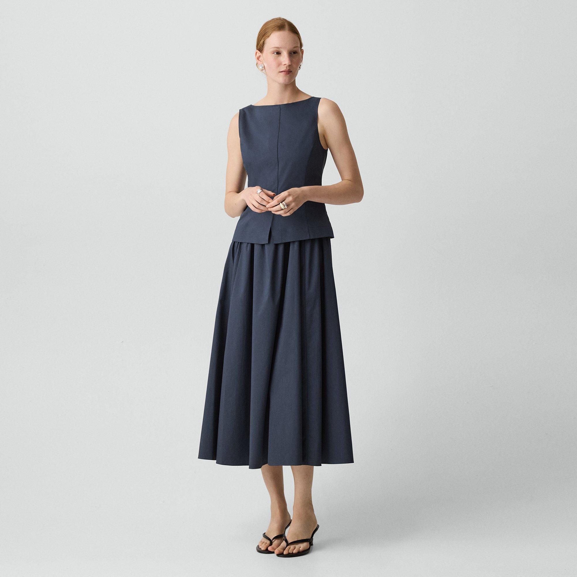 Boatneck Midi Dress in Relaxed Poplin