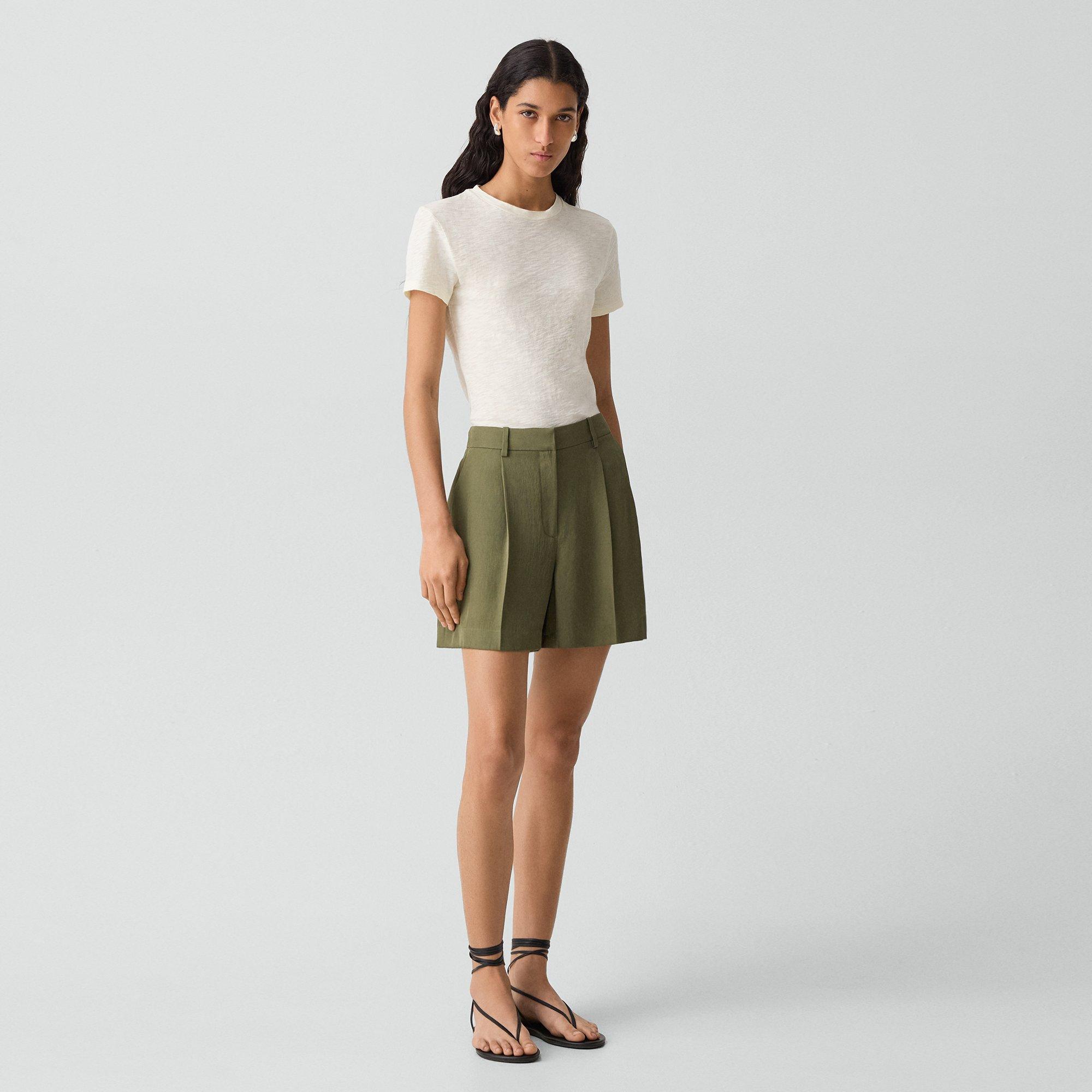 Fluid Pleat Short in Washed Twill