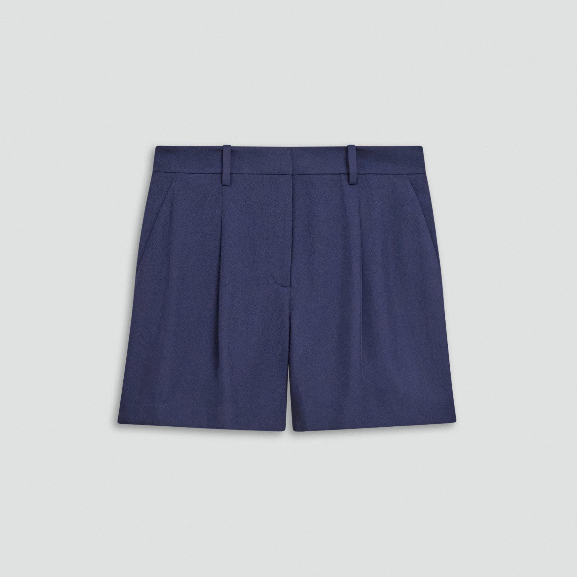 Fluid Pleat Short in Washed Twill