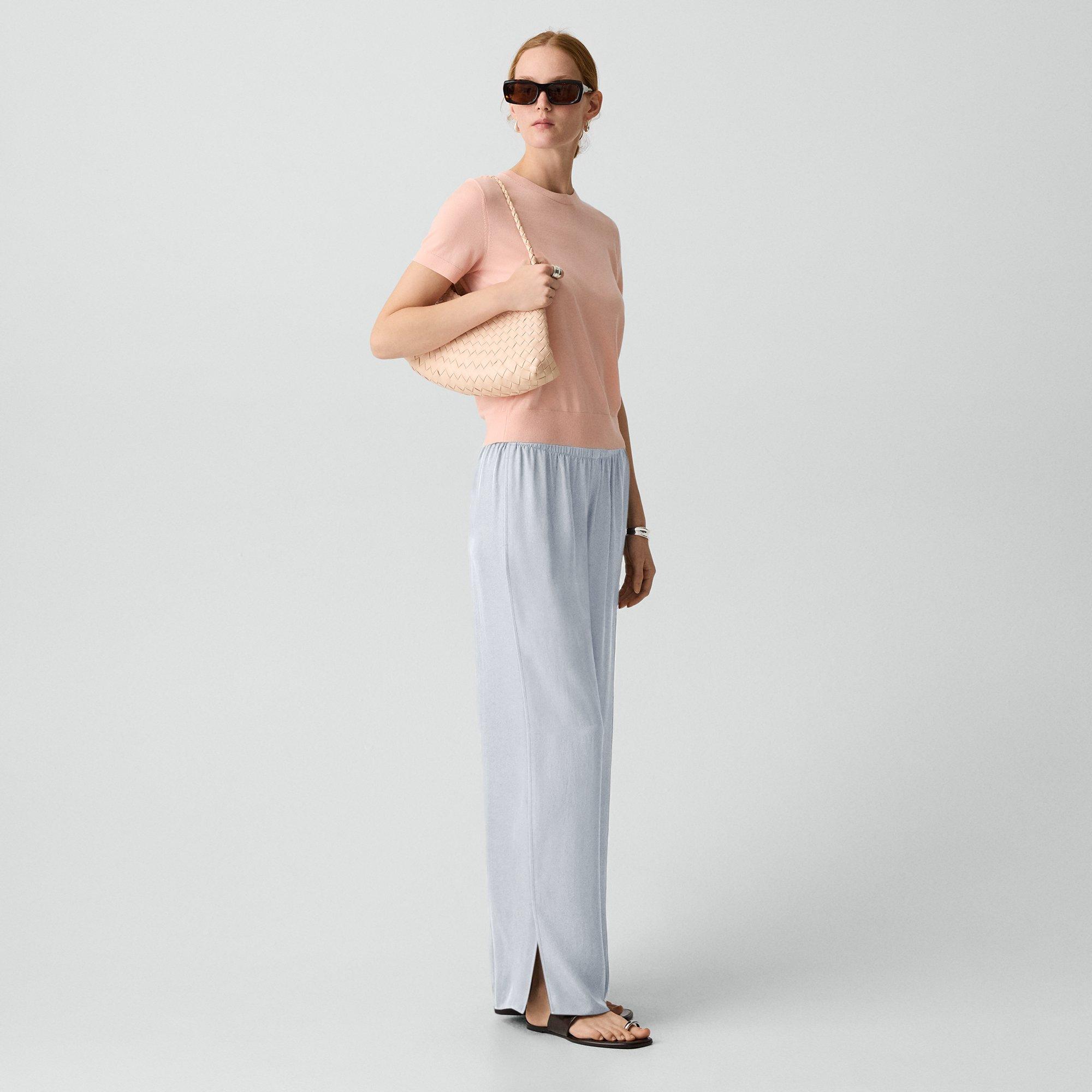 Vented Pull-On Trousers in Washed Twill