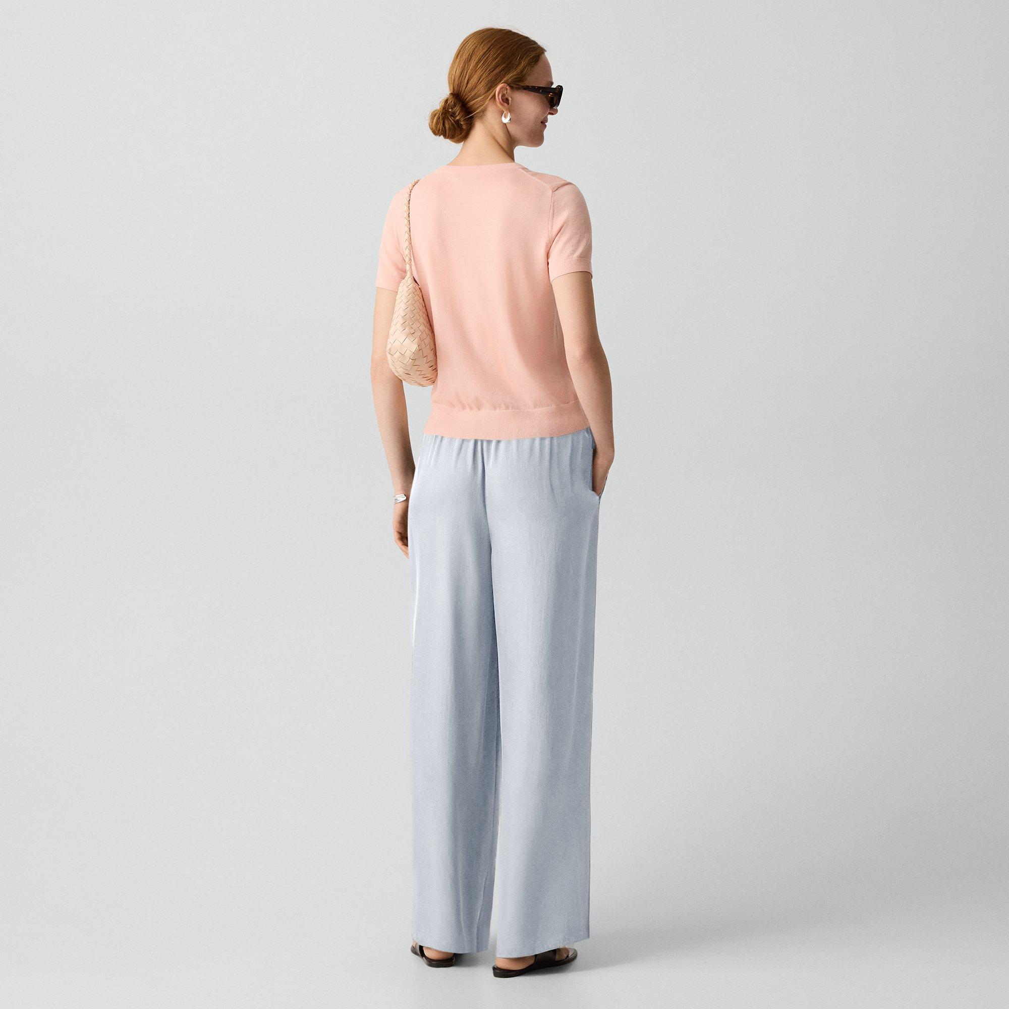 Vented Pull-On Trousers in Washed Twill