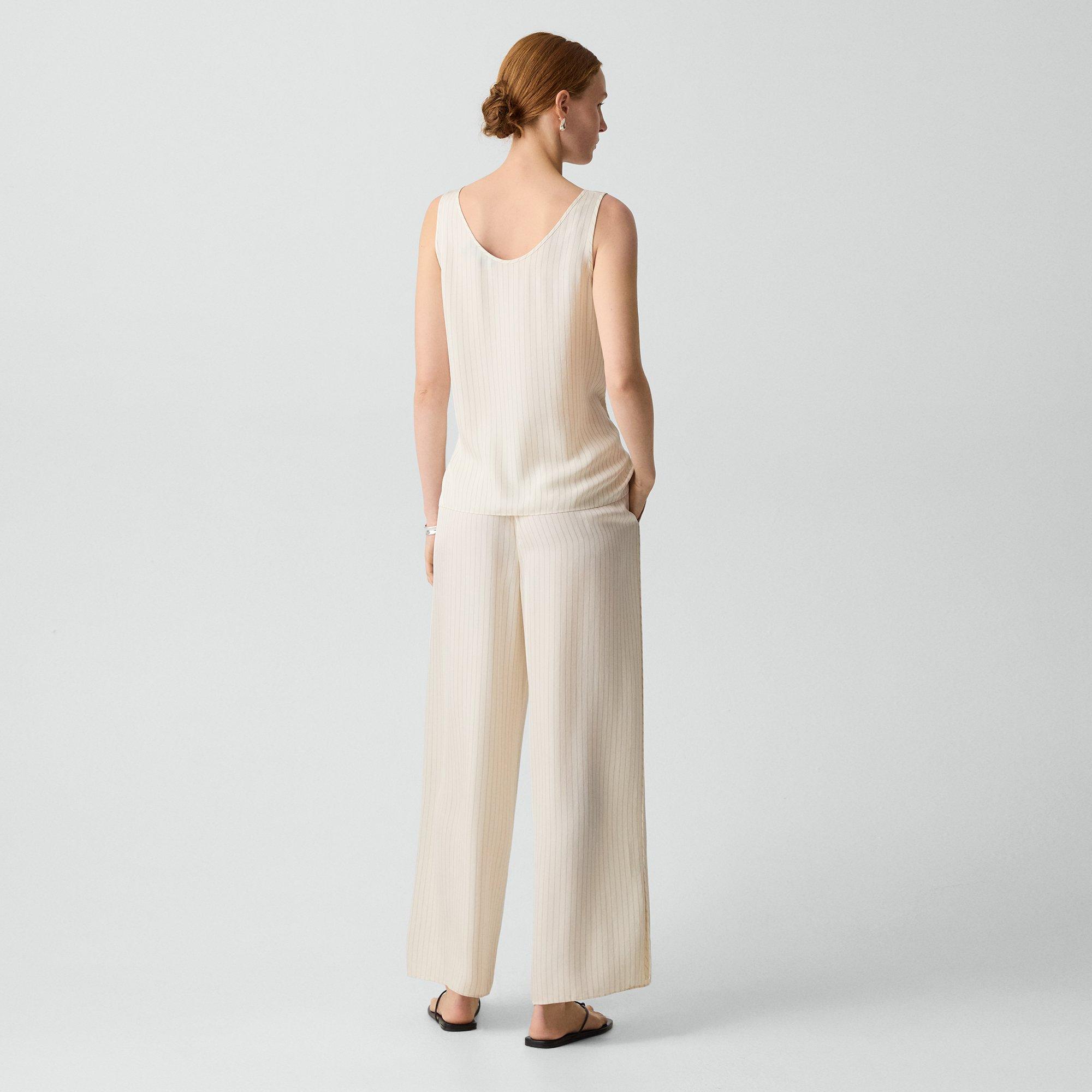 Slit Pull-On Pant in Washed Stripe