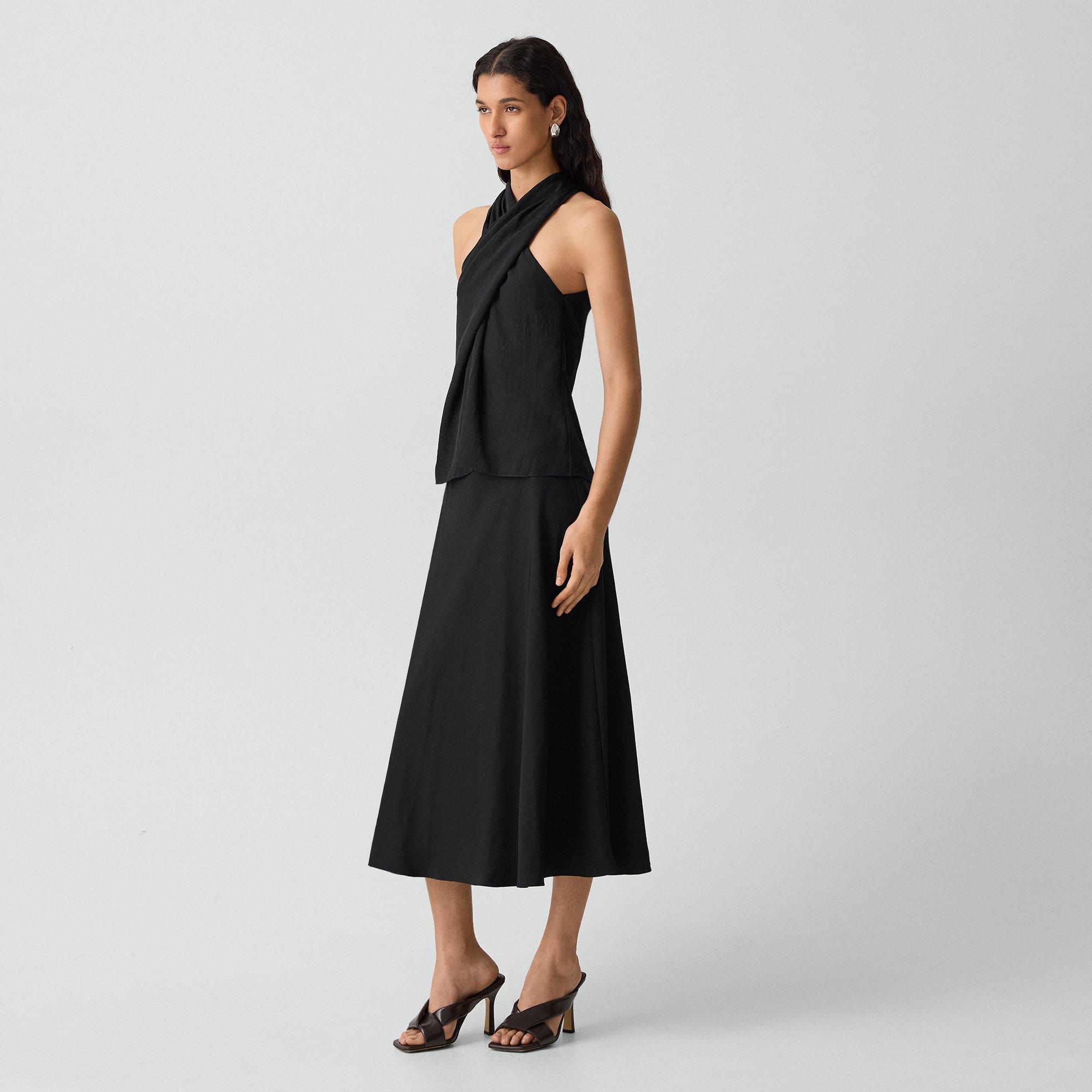 Fluid Pull-On Skirt in Washed Twill