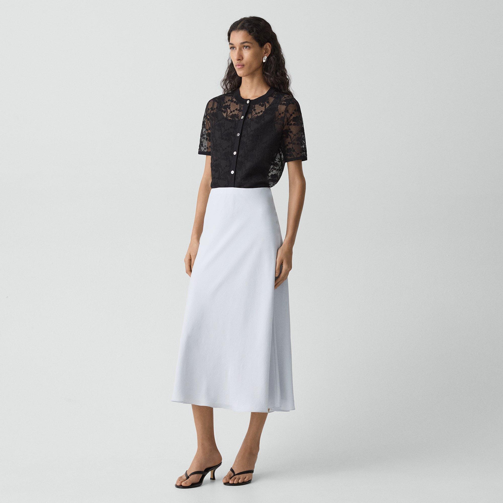 Fluid Pull-On Skirt in Washed Twill