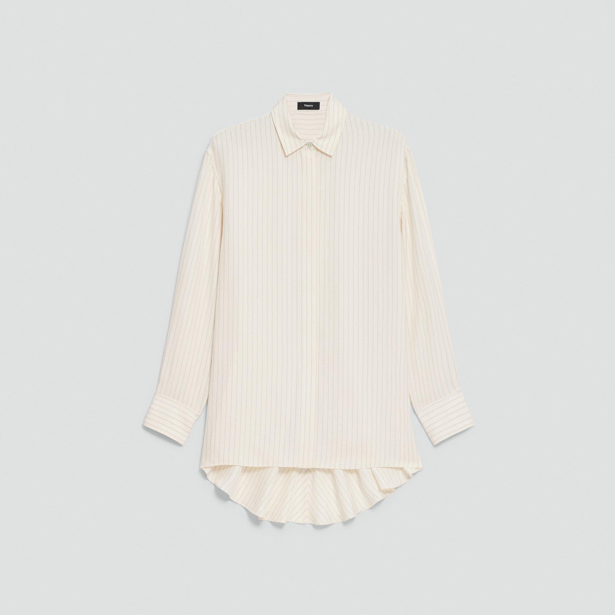 High-Low Flounce Shirt in Washed Stripe