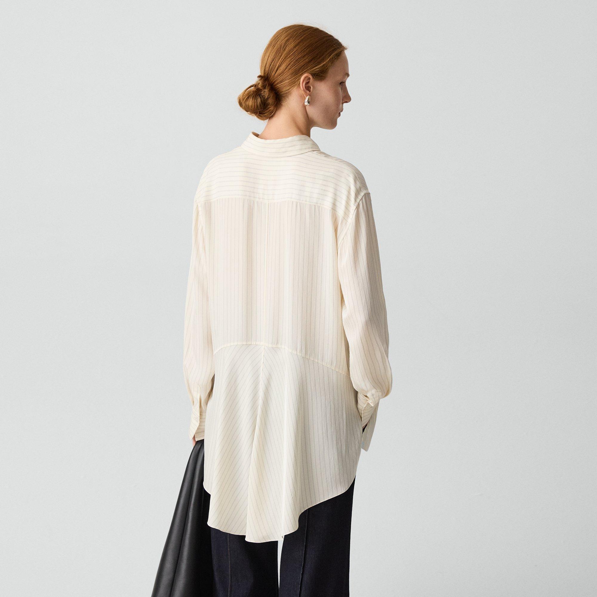 High-Low Flounce Shirt in Washed Stripe