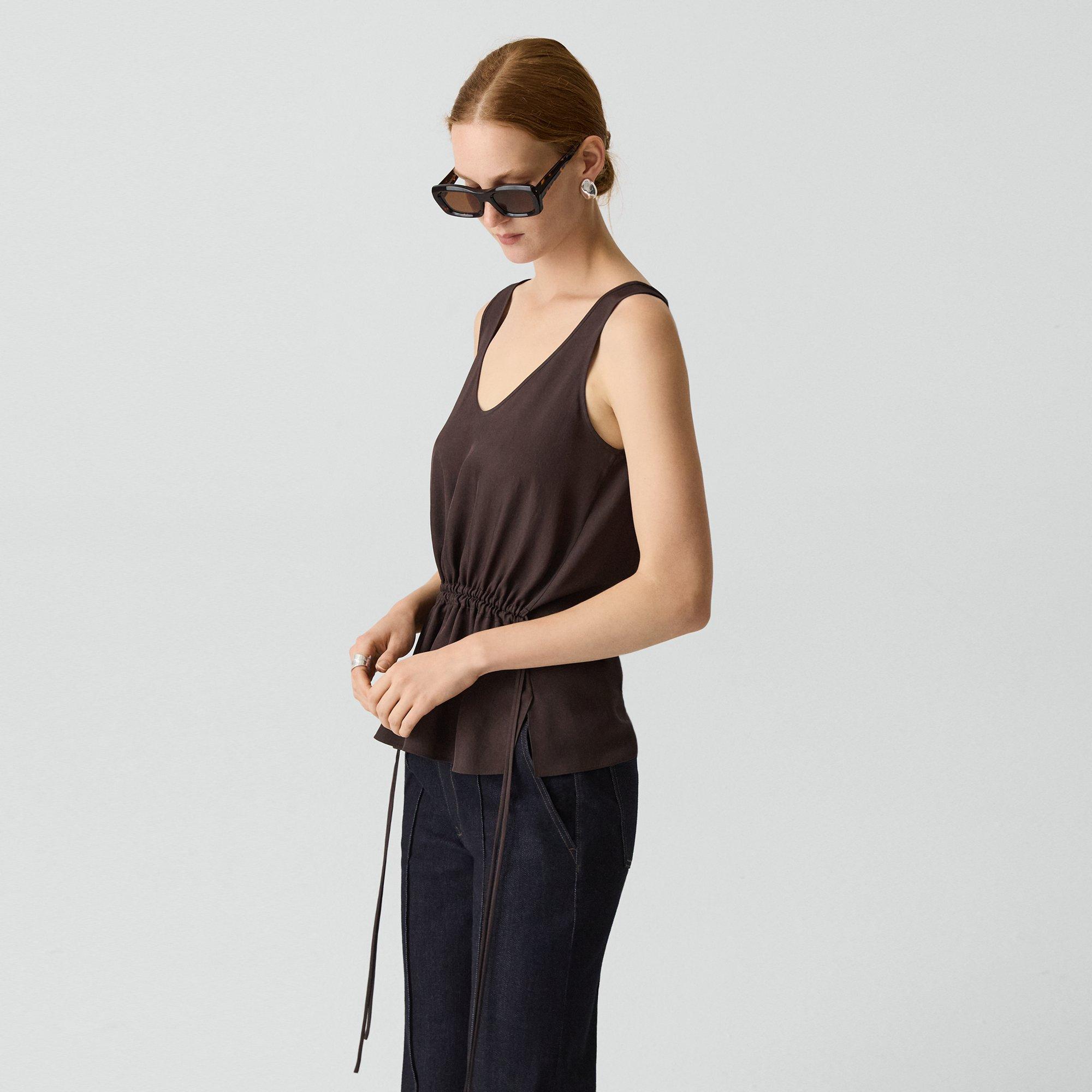 Tie-Waist Tank Top in Washed Twill