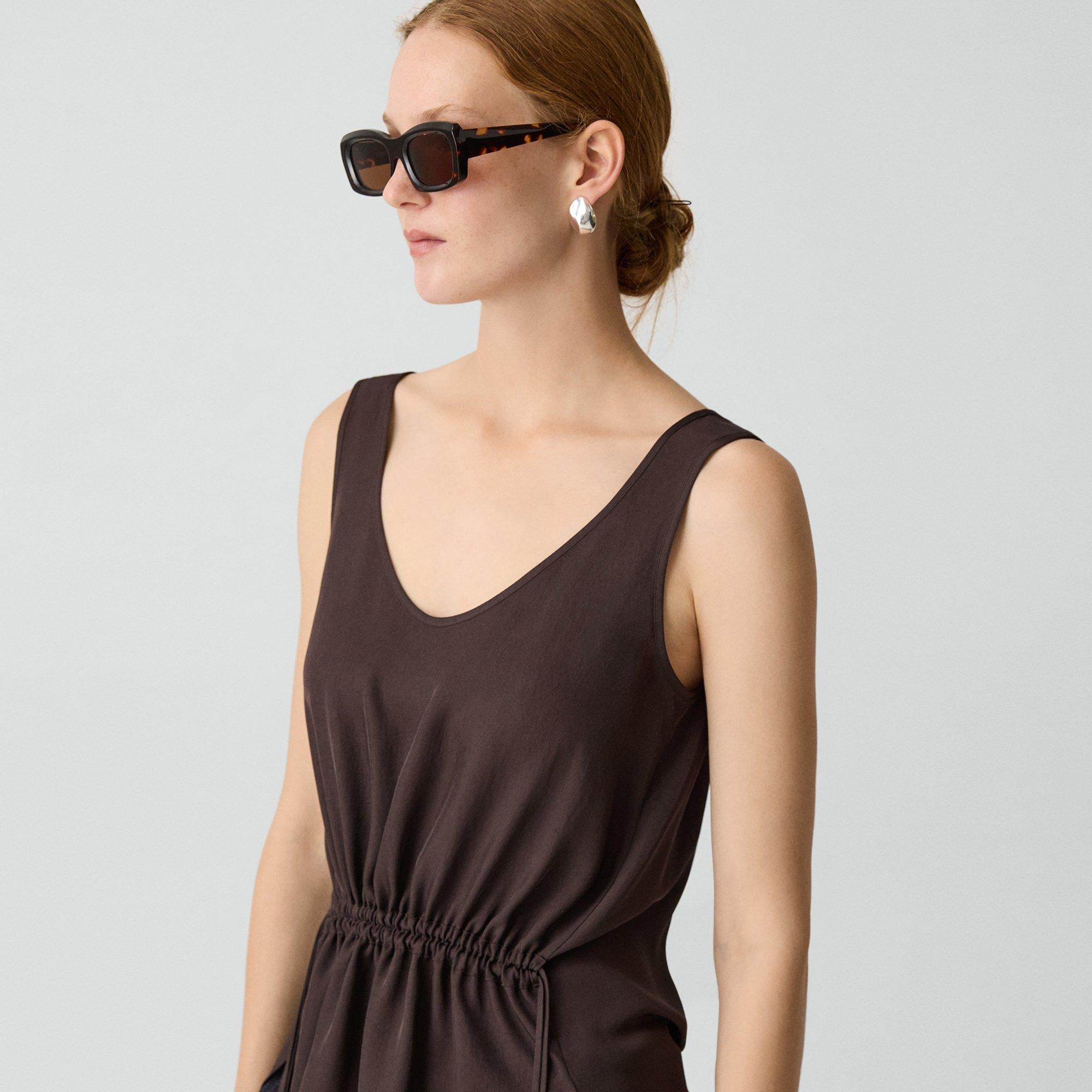 Tie-Waist Tank Top in Washed Twill