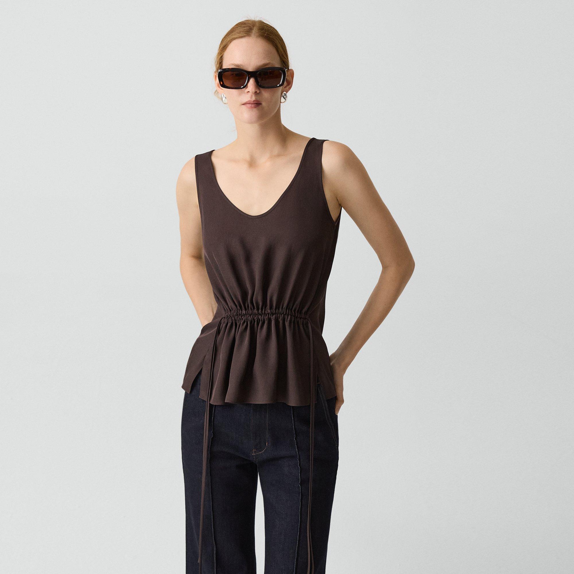 Tie-Waist Tank Top in Washed Twill