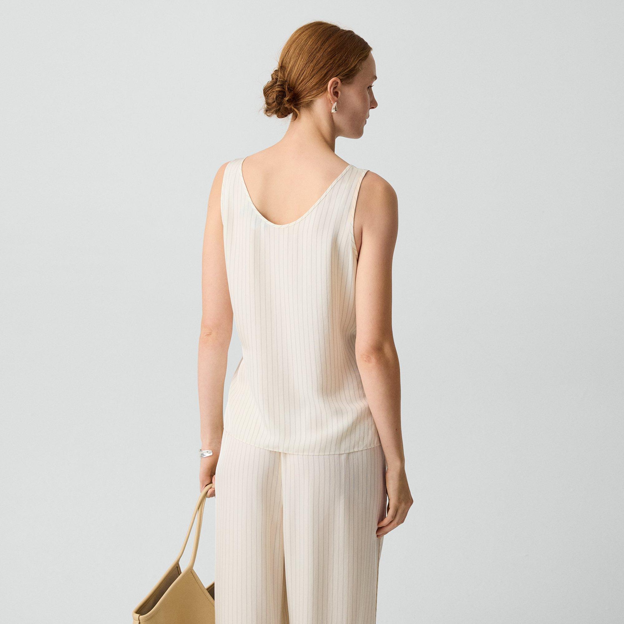 Tie-Waist Tank Top in Washed Stripe