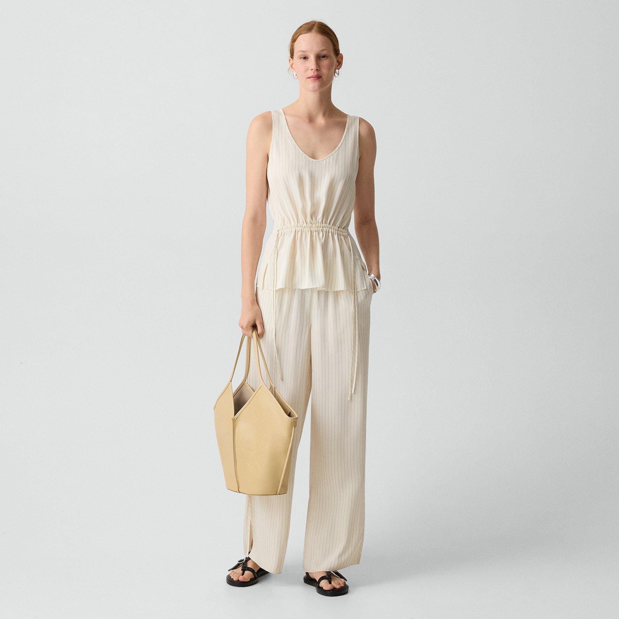 Tie-Waist Tank Top in Washed Stripe