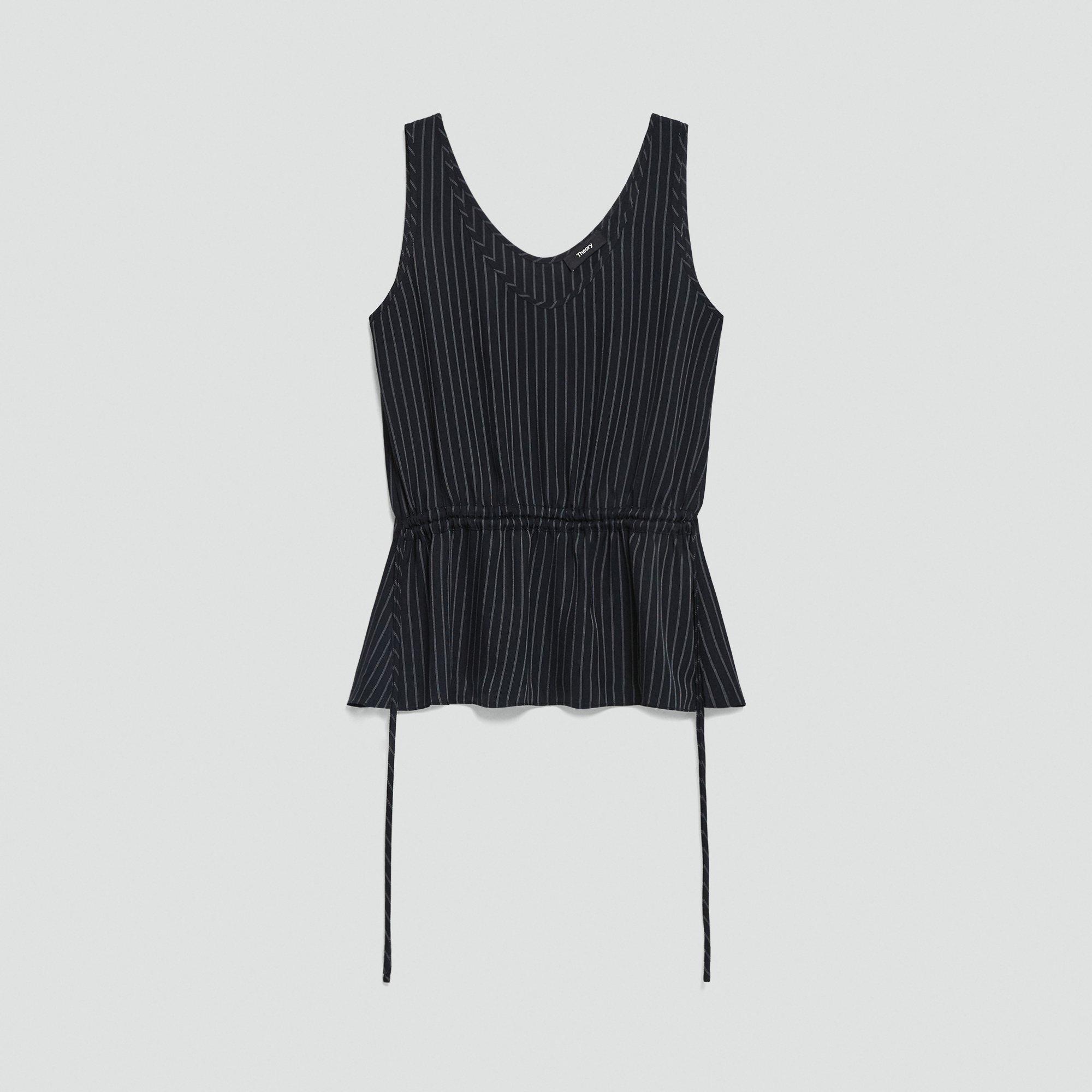 Tie-Waist Tank Top in Washed Stripe